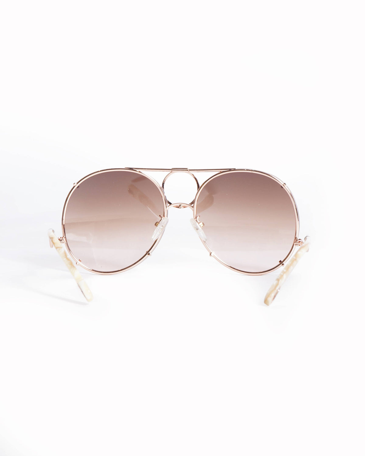 New Chloe Rose-gold Frame Round Aviator Sunglasses