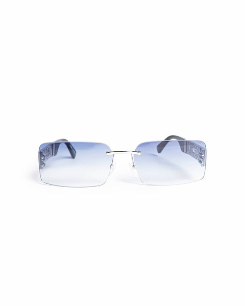 Moschino Women's Rimless Rectangular Sunglasses With Thick Temple(SILVER)