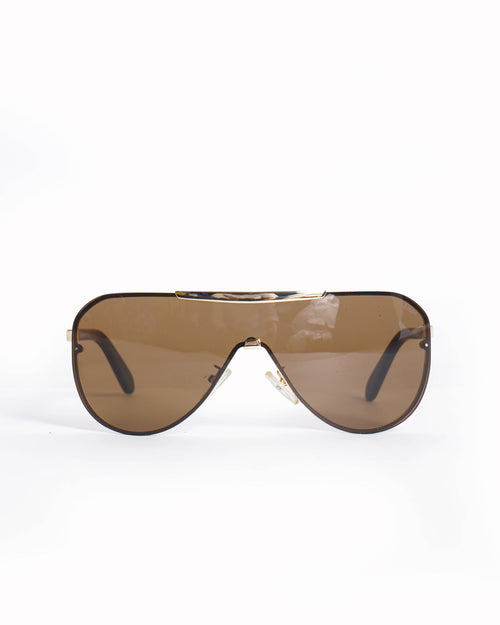 New Christian Dior Brown/ Gold Sheild sunglasses