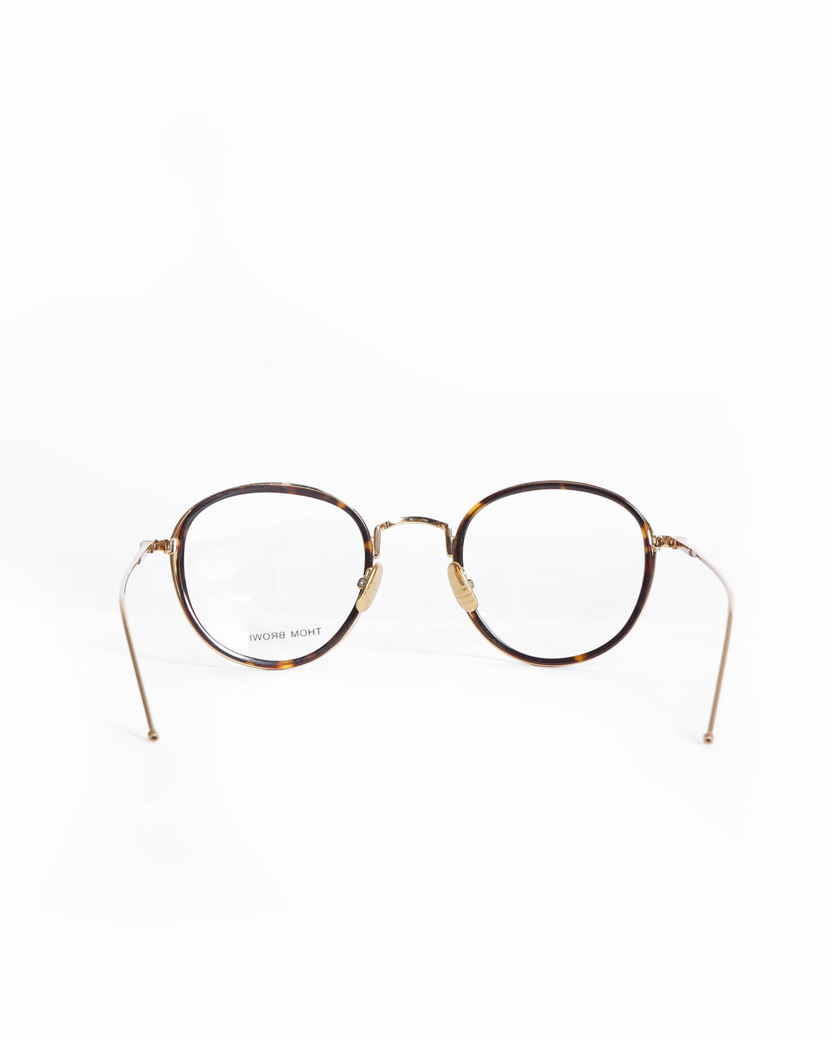 New Thom Browne Tortoiseshell & Gold Round Optical Glasses