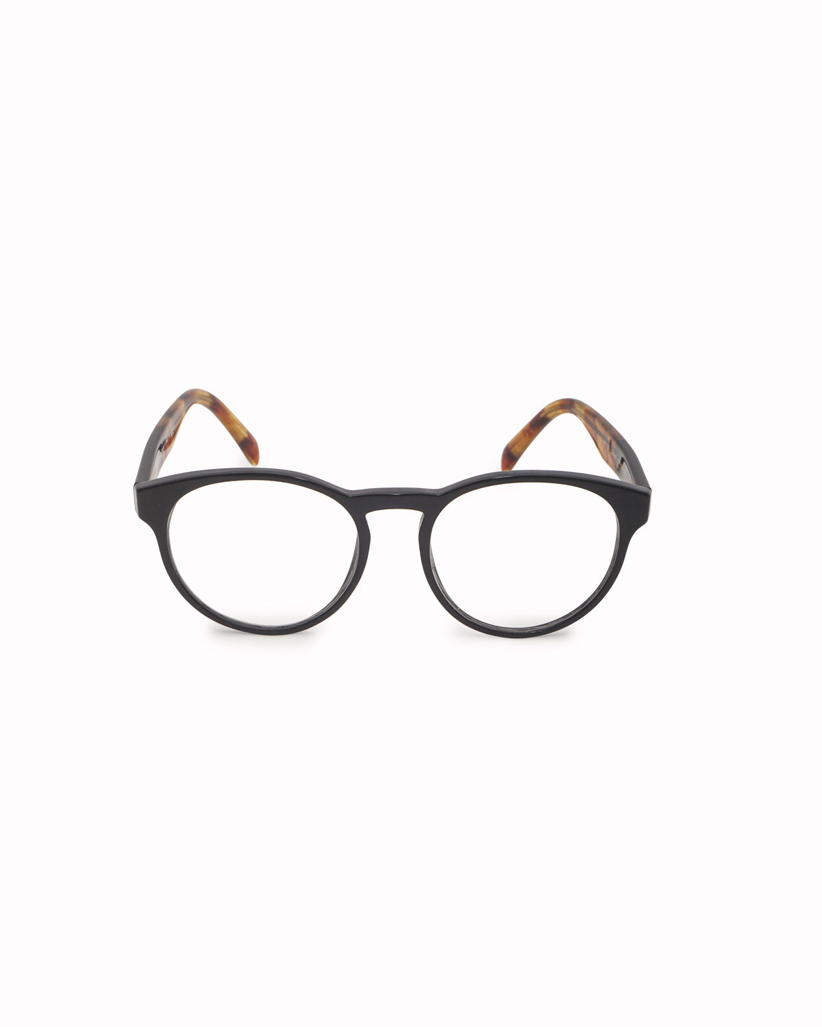 Prada Black & Tortoiseshell Round Eyeglasses