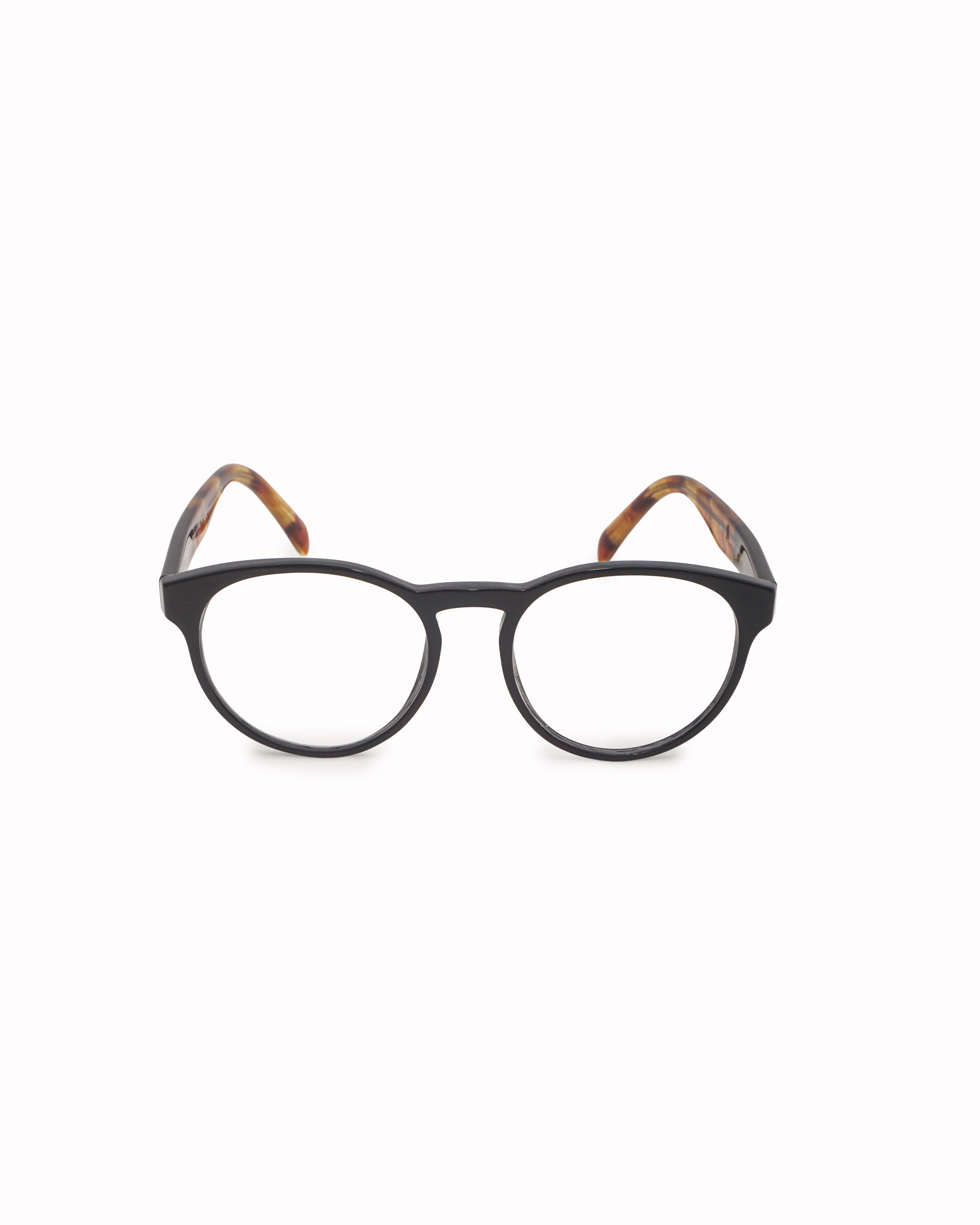 Prada Black & Tortoiseshell Round Eyeglasses