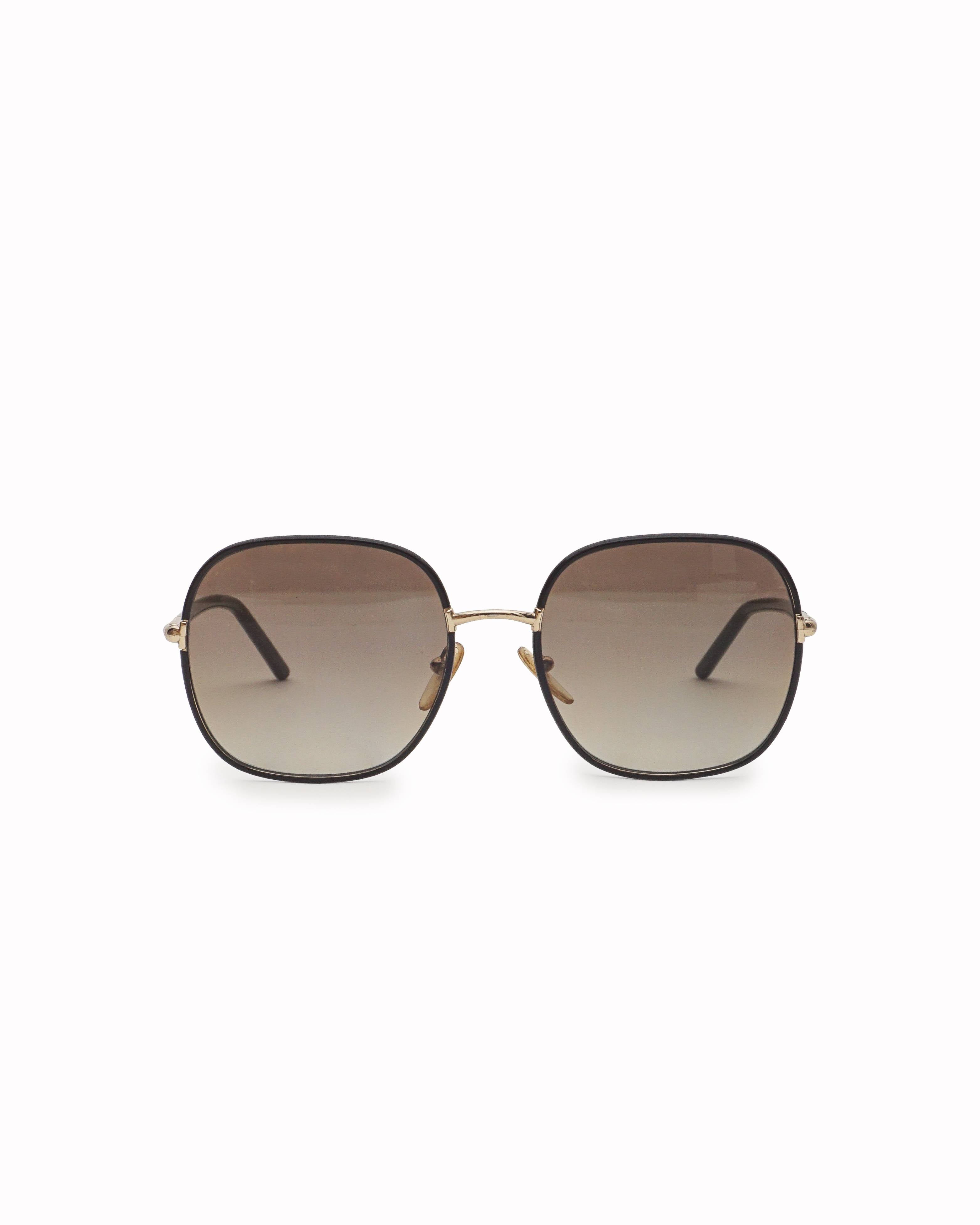 Prada Gold-Tone Oversized Square Metal Sunglasses