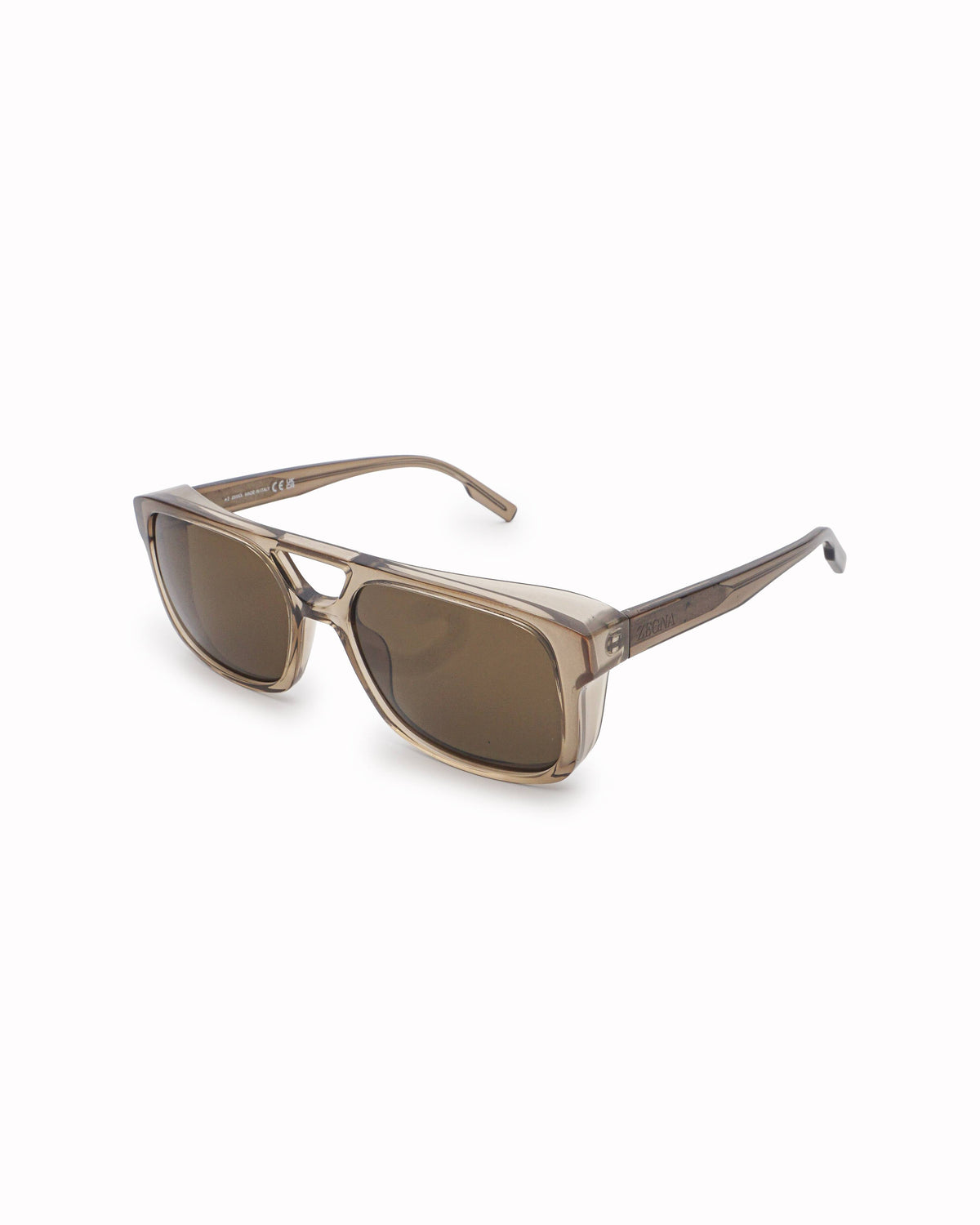 Ermenegildo Zegna Translucent Beige Acetate Men's Sunglasses
