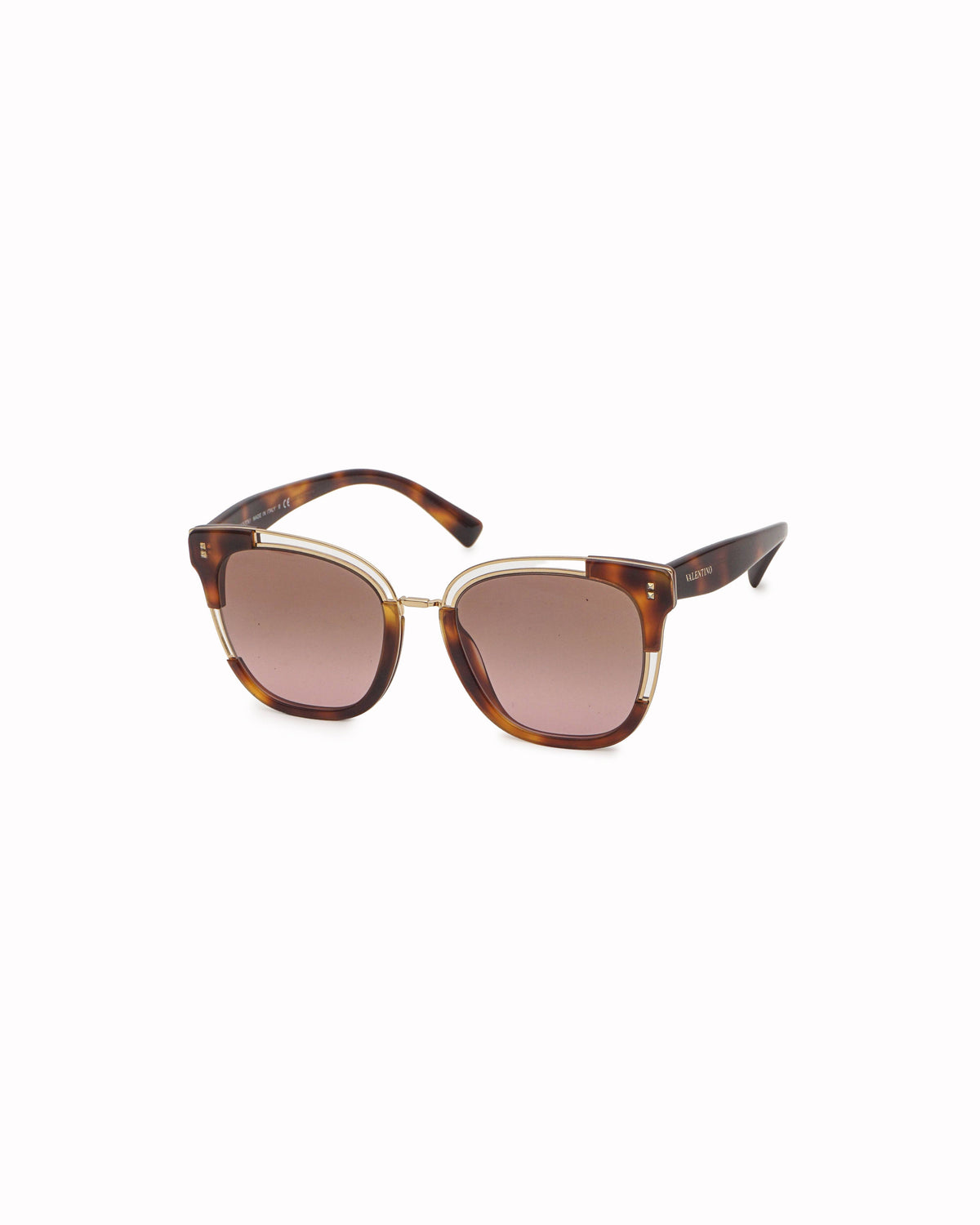 Valentino Tortoiseshell Gold-Accent Cat-Eye Sunglasses