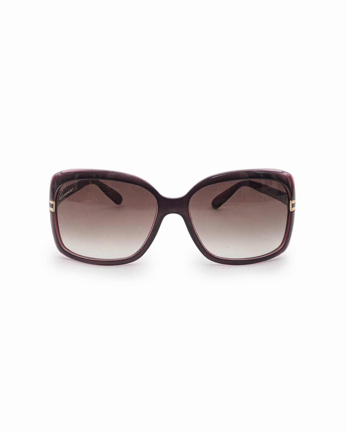 Gucci Two-Tone Brown and Pink Oversized Rectangle Sunglasses