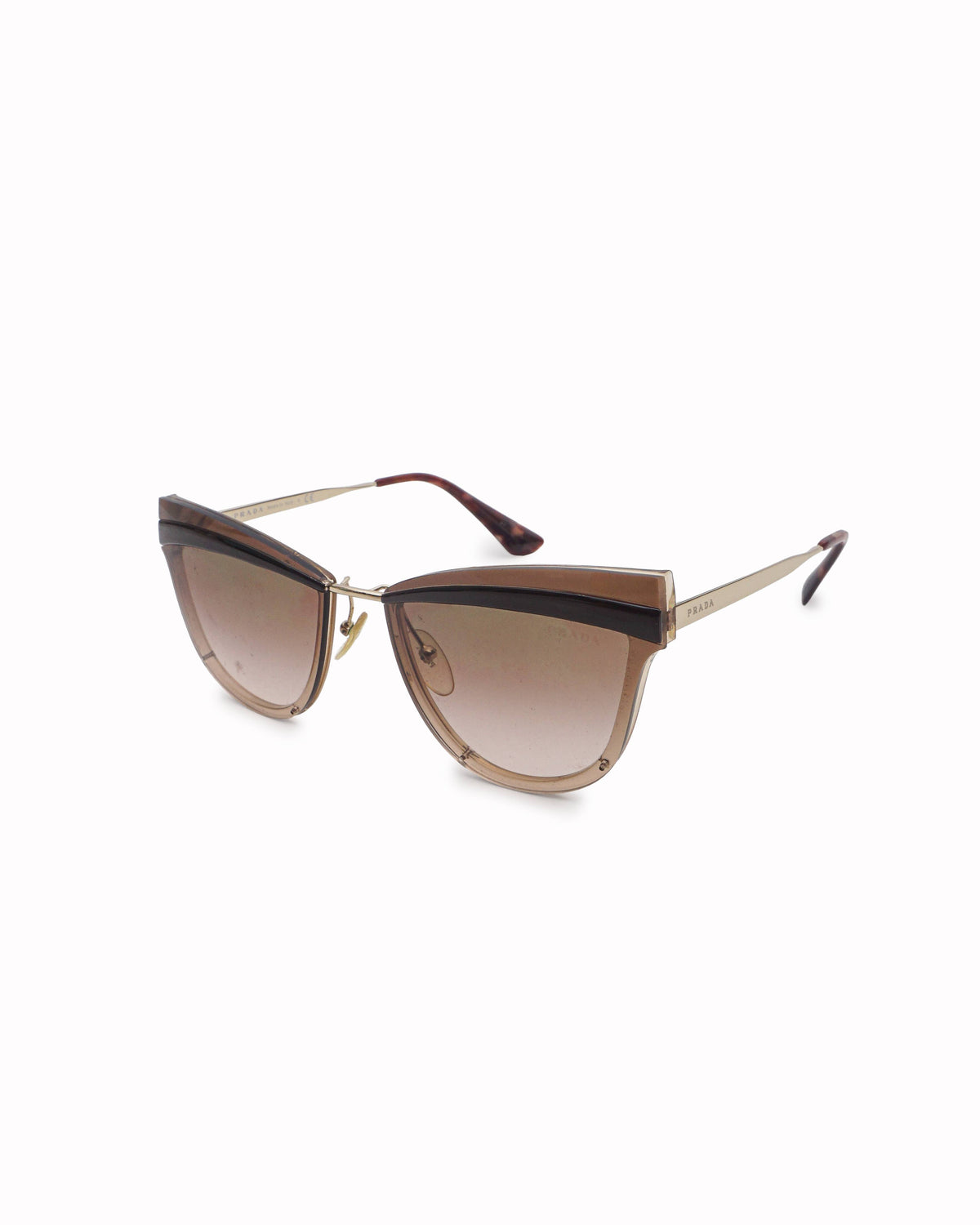 Prada Pale Gold & Brown Cat-Eye Sunglasses