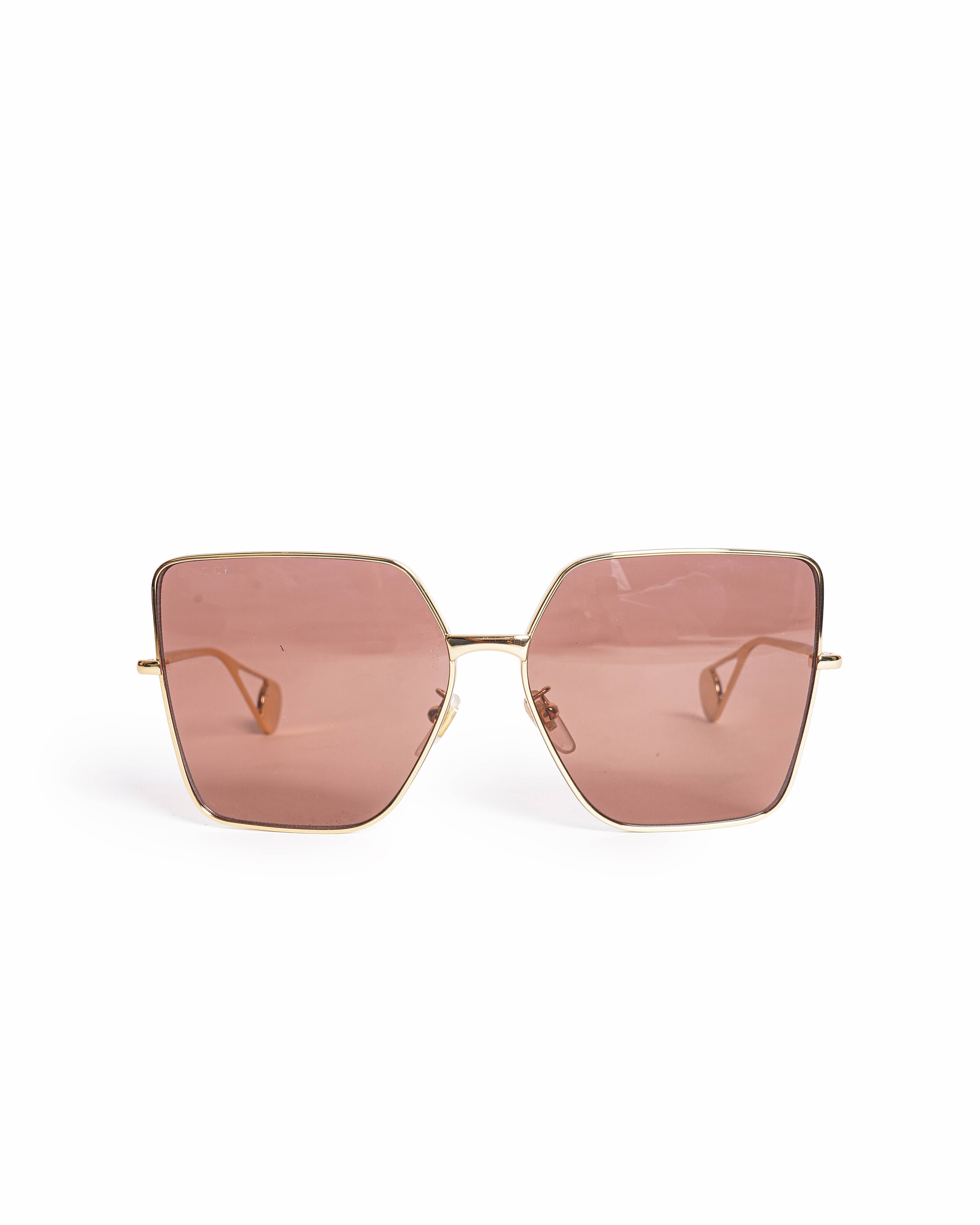 Gucci Oversized Gold-Tone Square Sunglasses