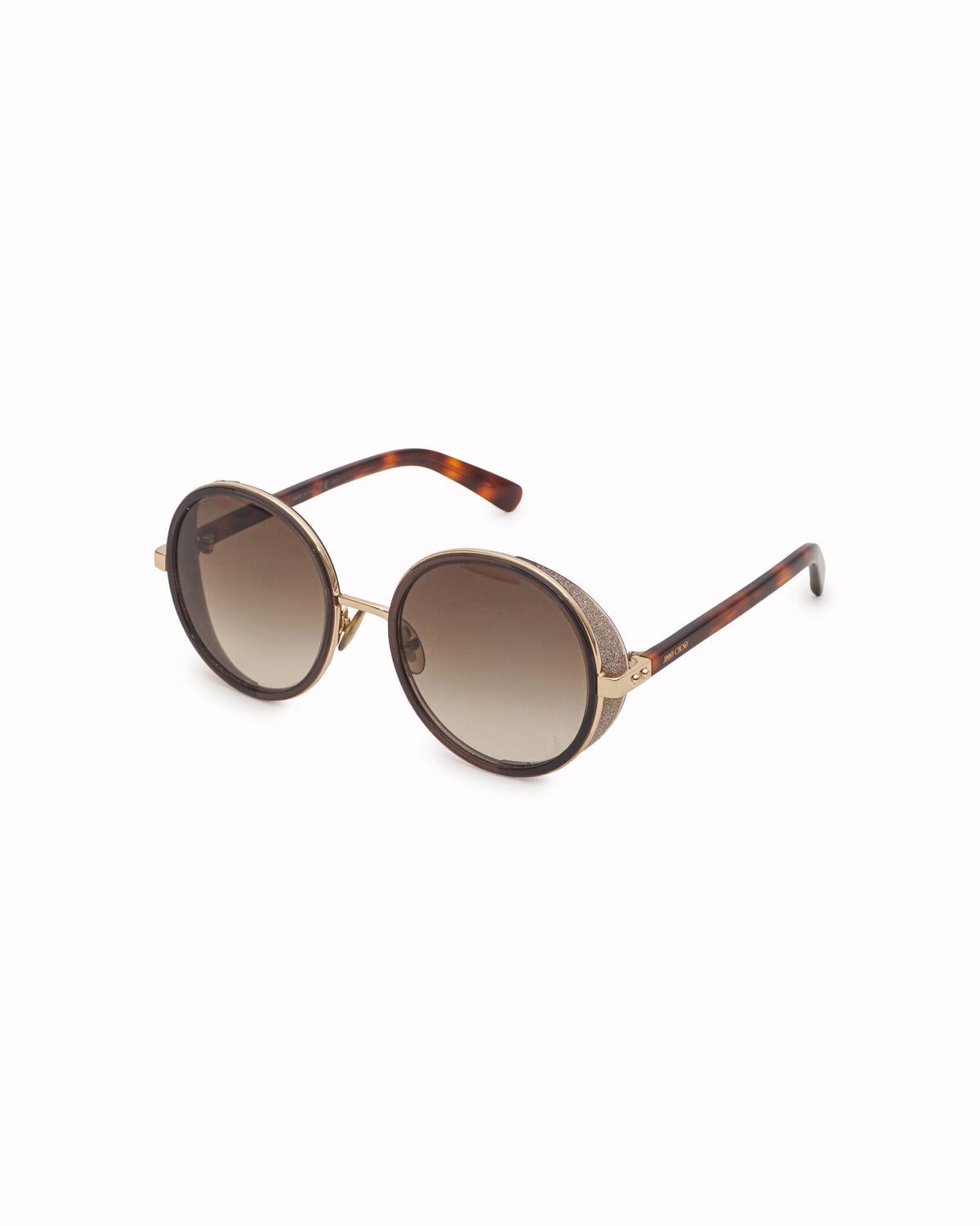 Jimmy Choo Andie Round Glitter Side-Shield Sunglasses