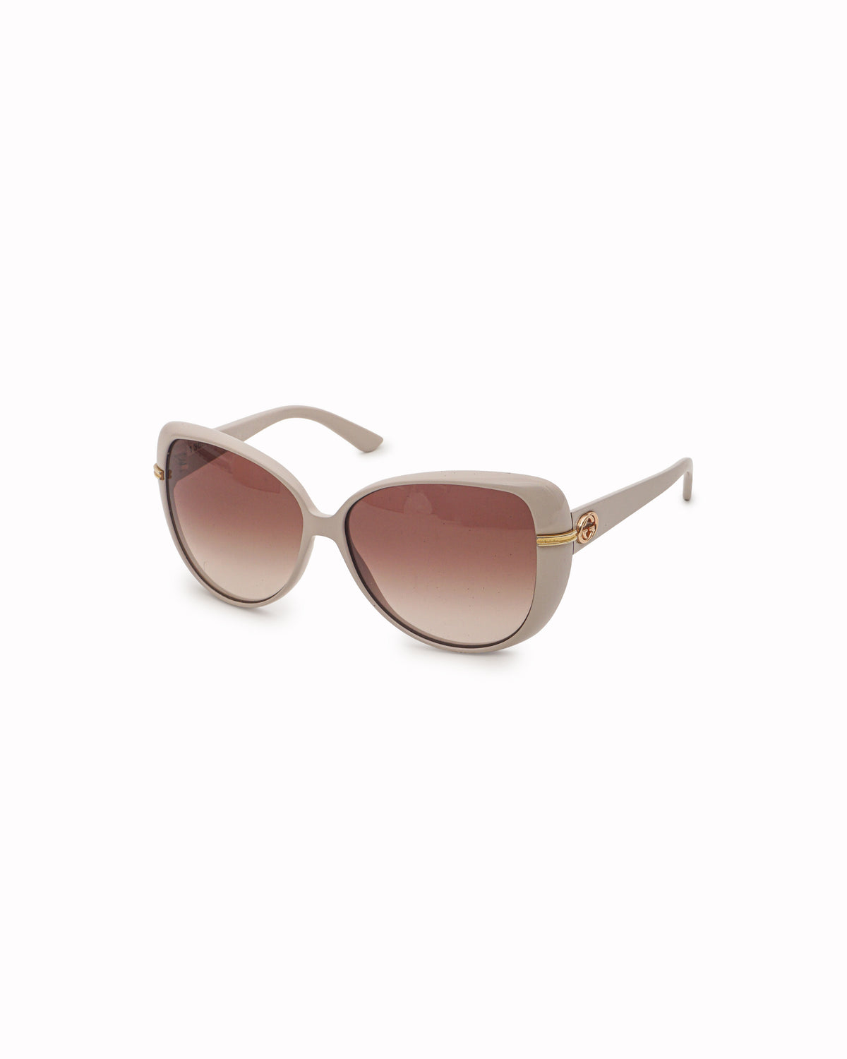 Gucci Beige & Gold Interlocking G Oversized Sunglasses