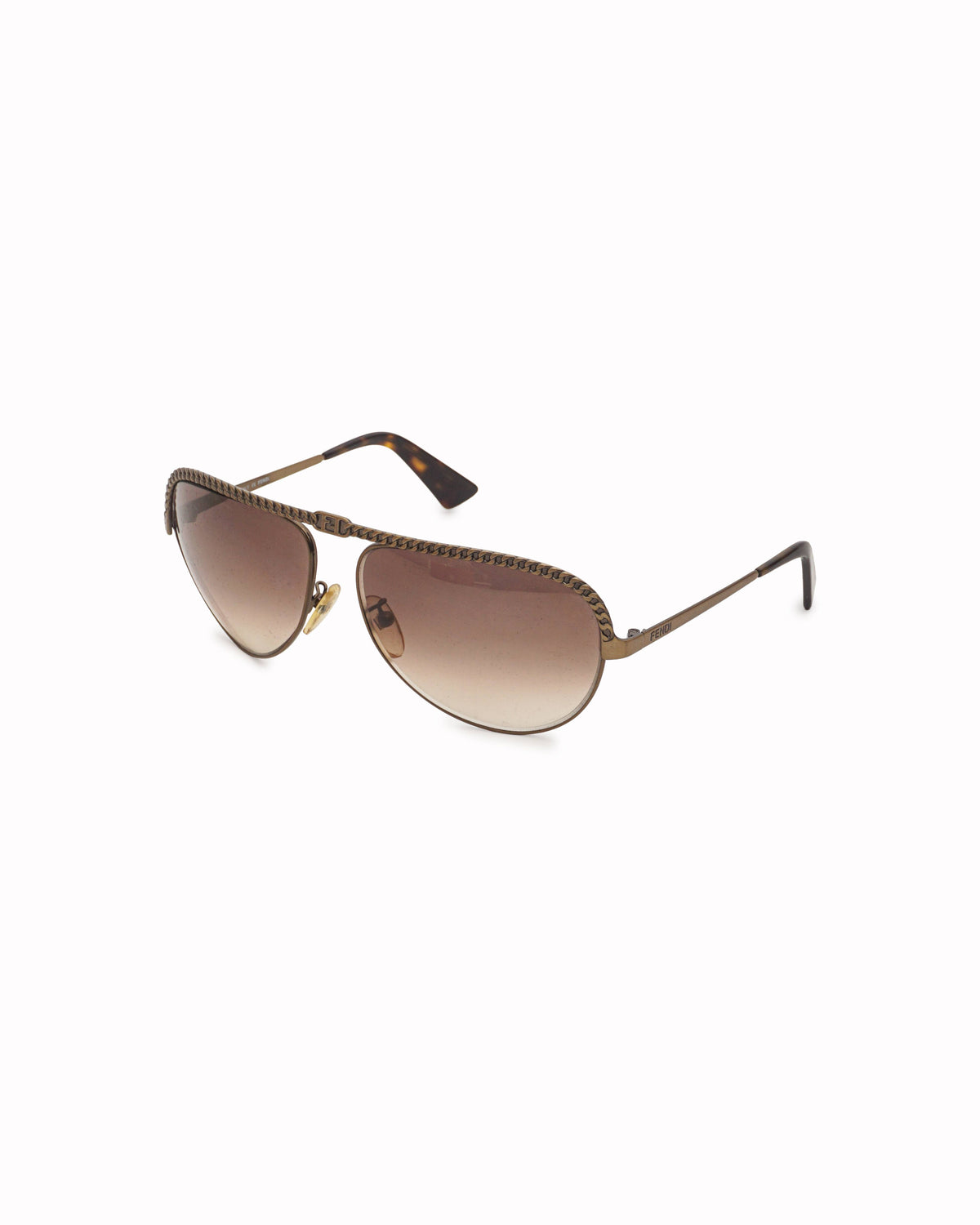 Fendi Gold-Tone Chain Aviator Sunglasses