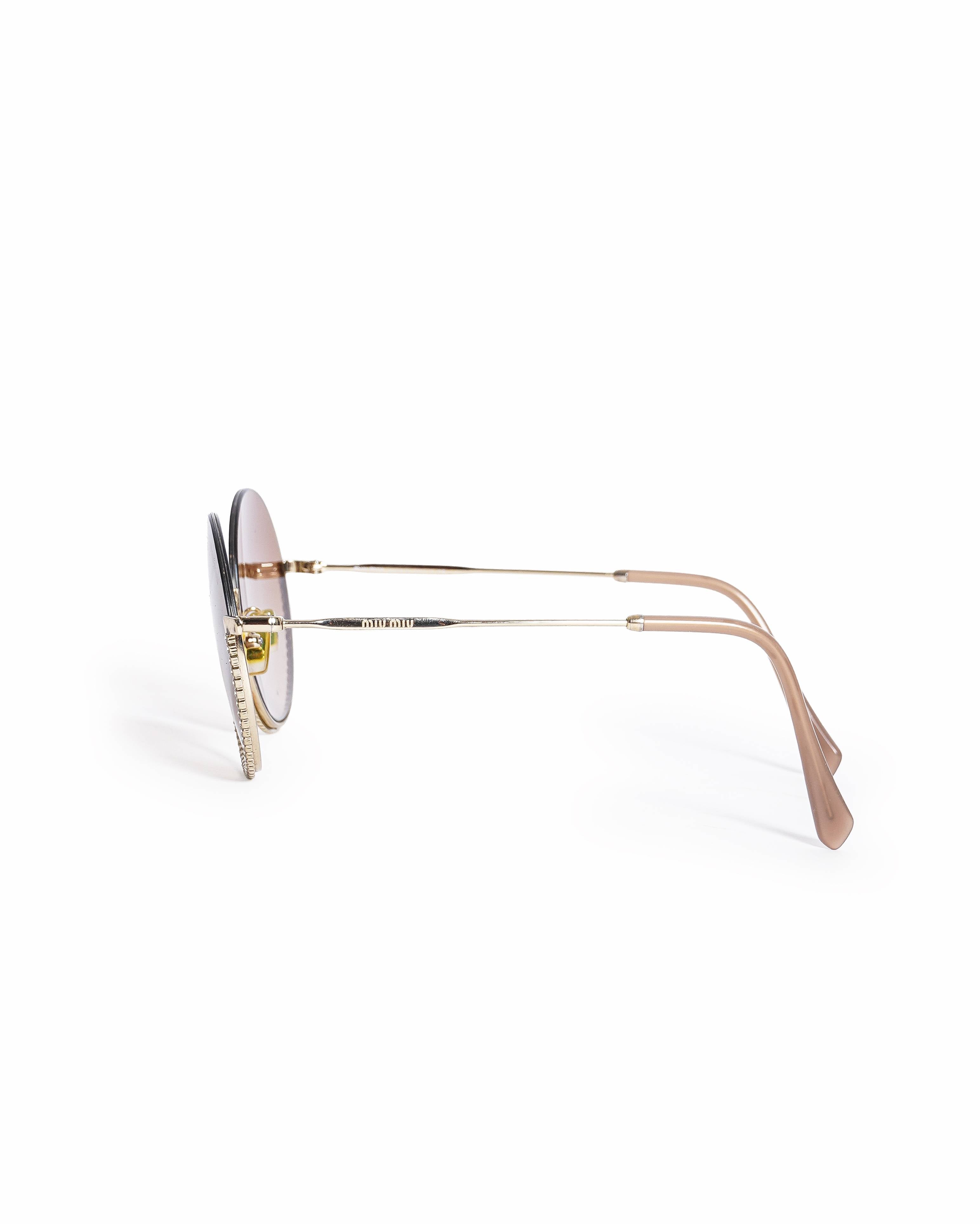 Miu Miu Women Round Sunglasses In Brown
