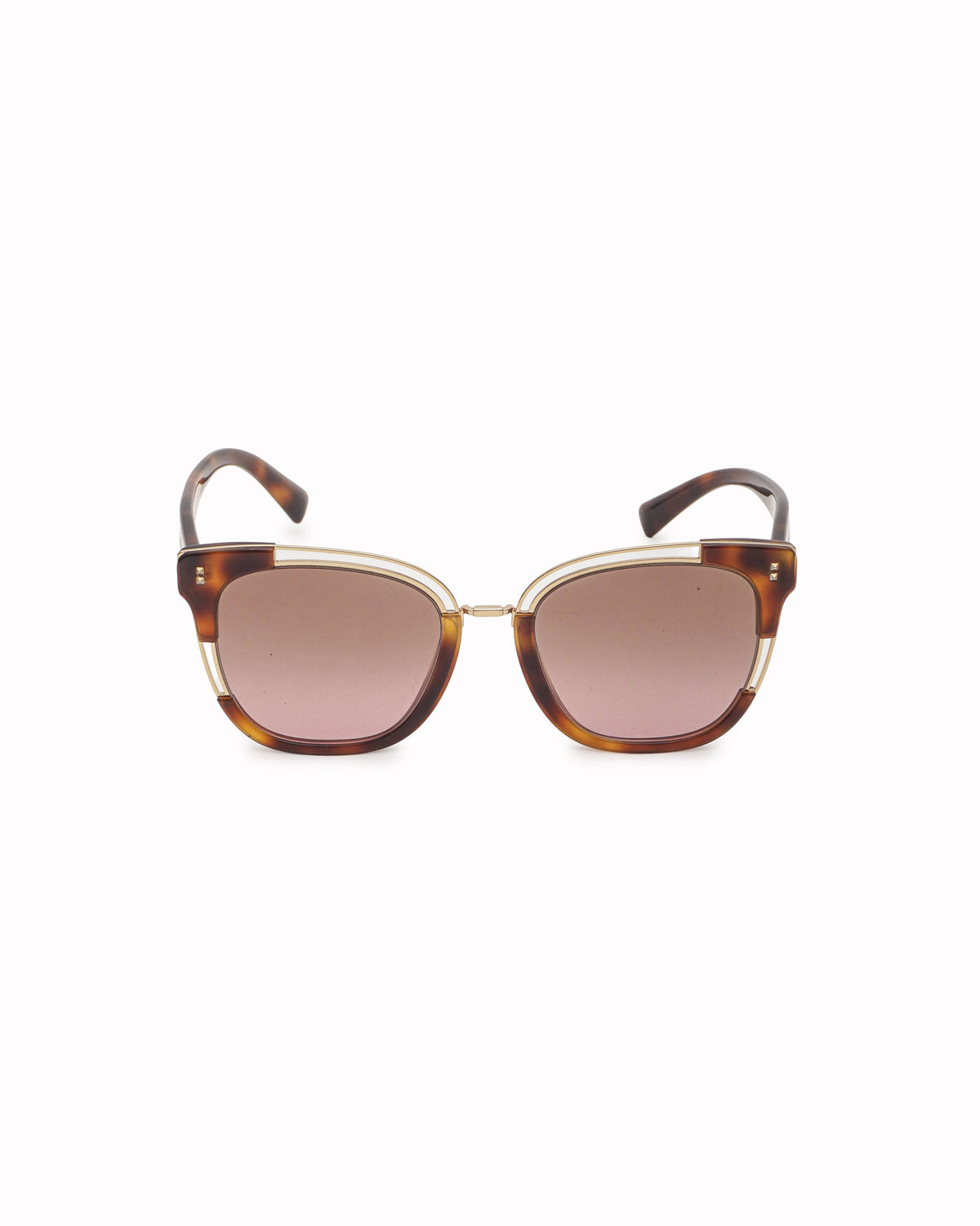 Valentino Tortoiseshell Gold-Accent Cat-Eye Sunglasses