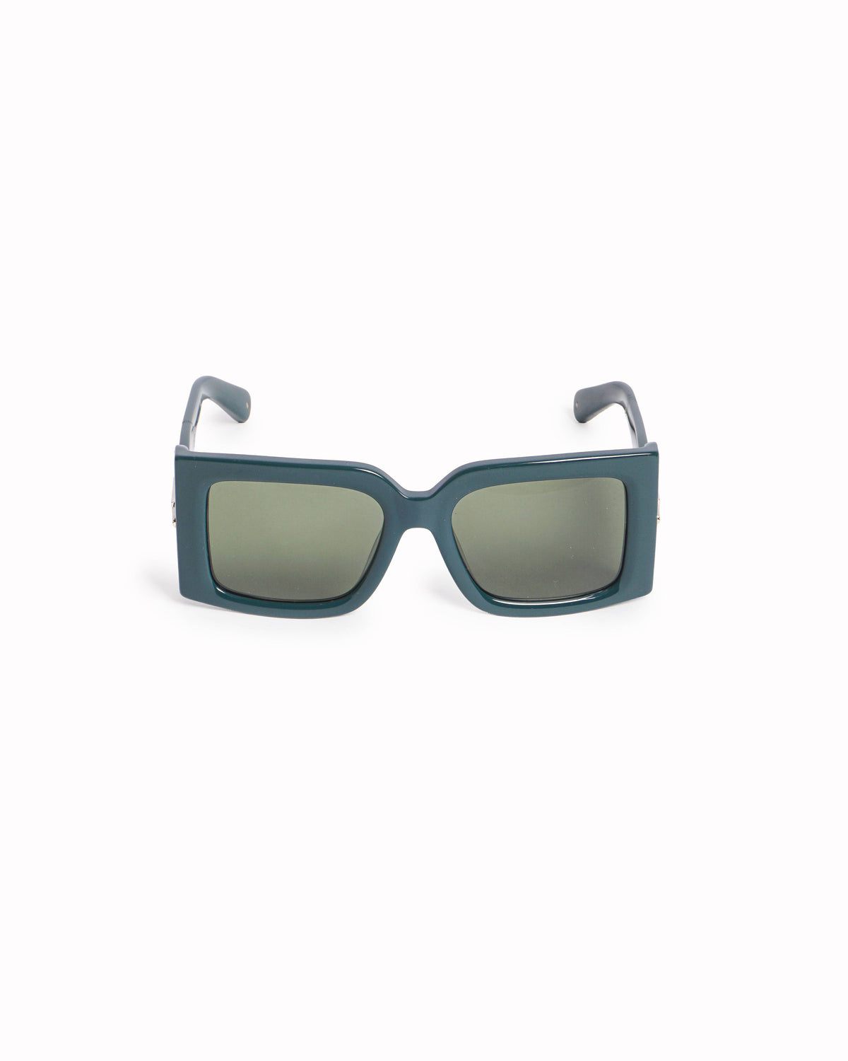 Ferragamo Dark Green Acetate Square Sunglasses