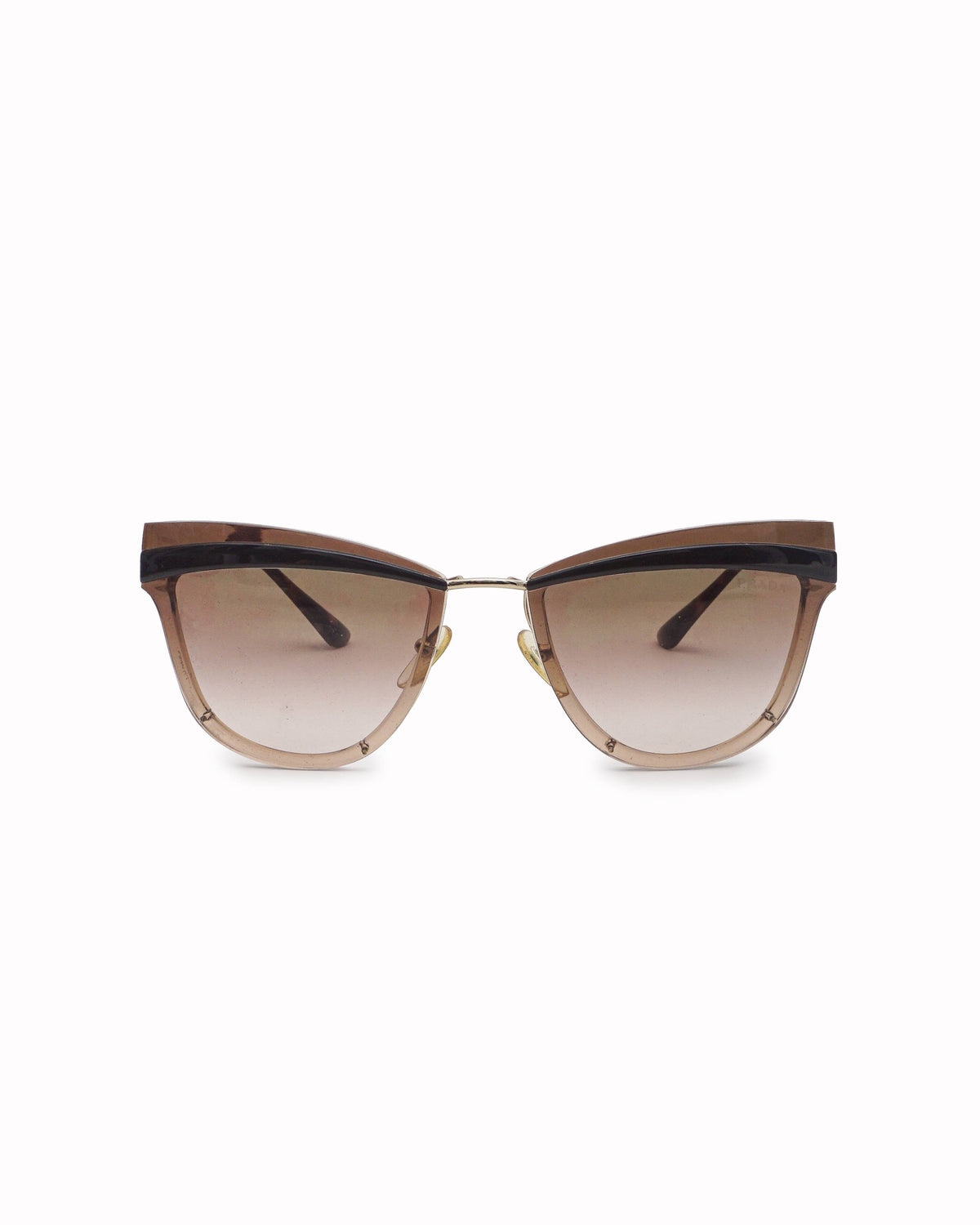 Prada Pale Gold & Brown Cat-Eye Sunglasses