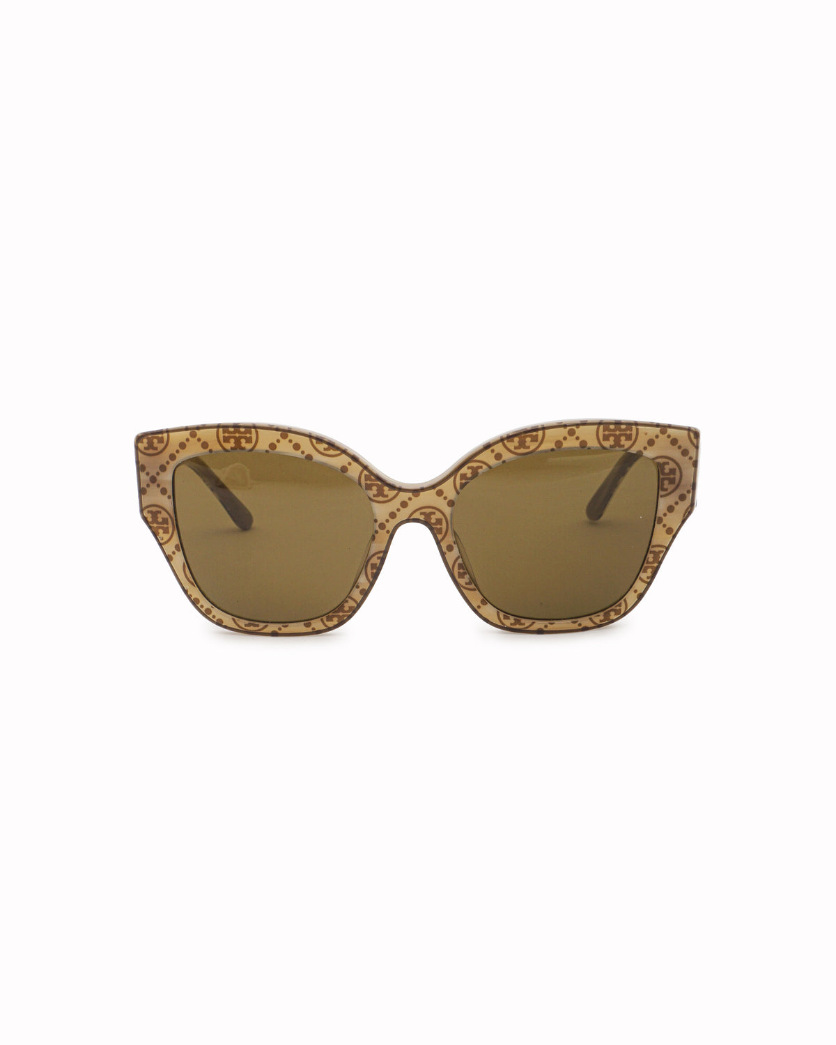 Tory Burch Beige Monogram Print Cat-Eye Sunglasses