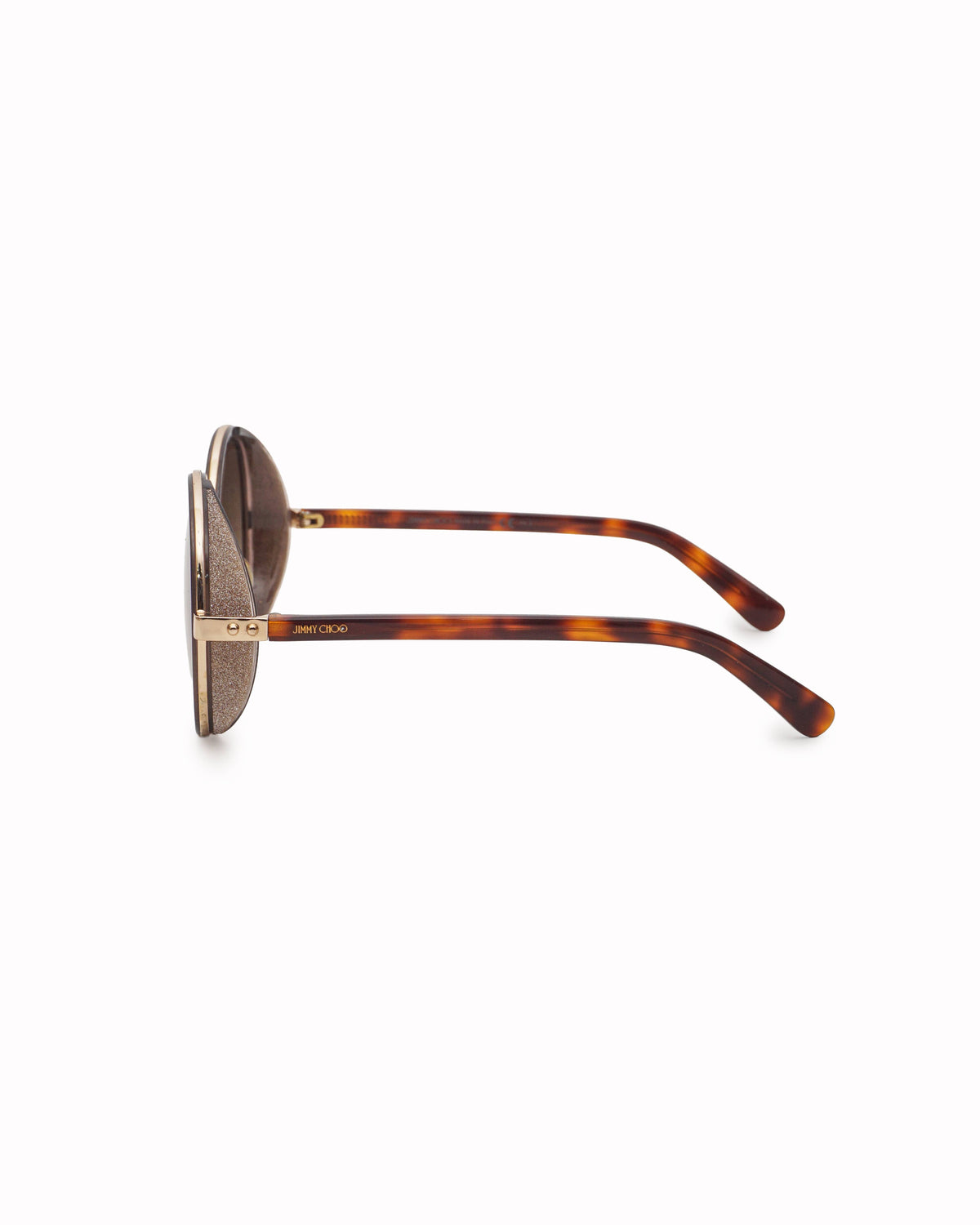 Jimmy Choo Andie Round Glitter Side-Shield Sunglasses