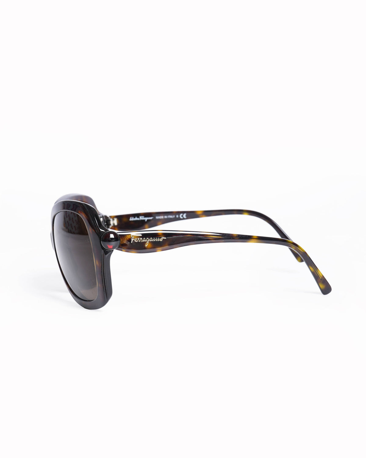 New Salvatore Ferragamo Dark Brown Tortoiseshell Oversized Sunglasses