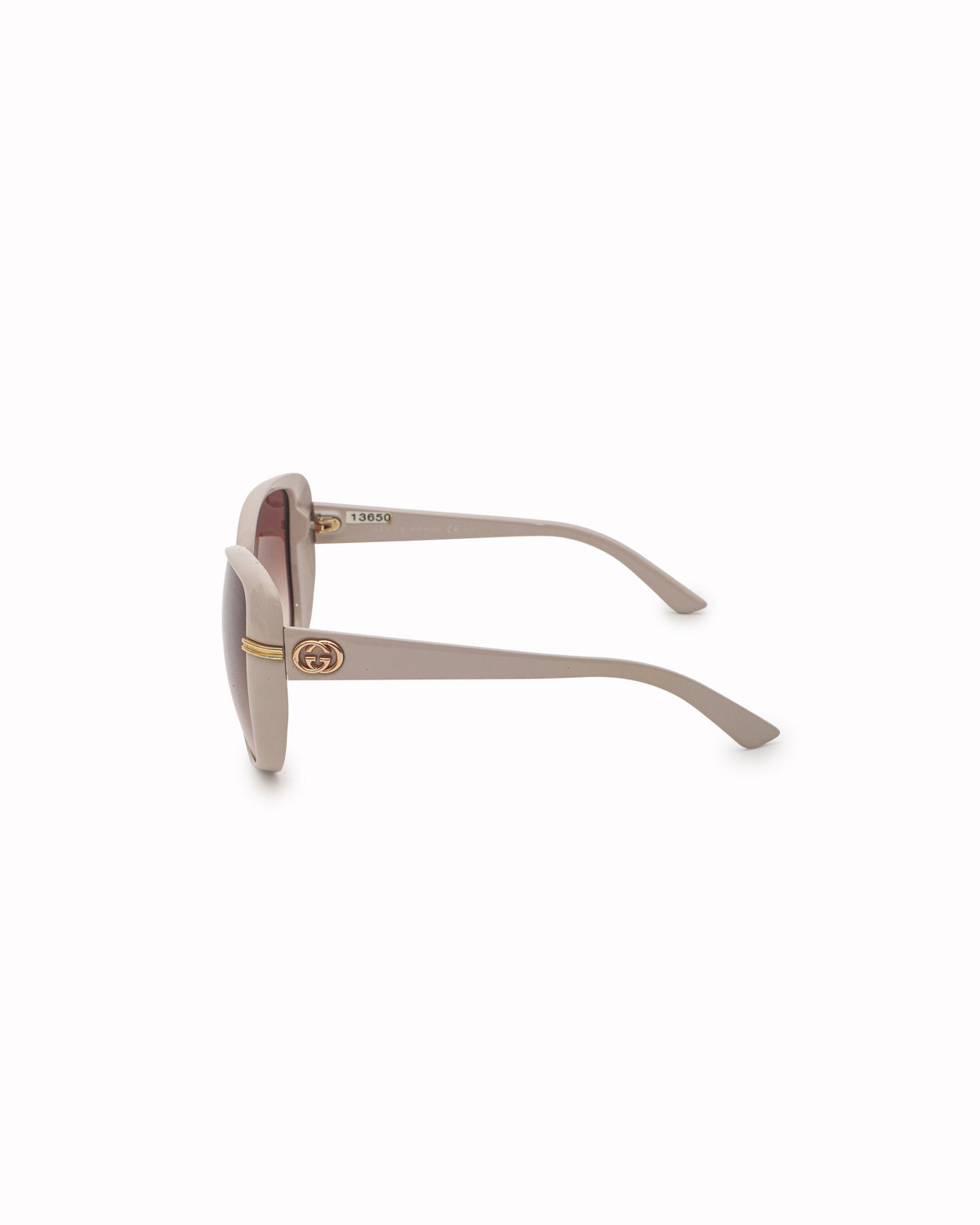 Gucci Beige & Gold Interlocking G Oversized Sunglasses