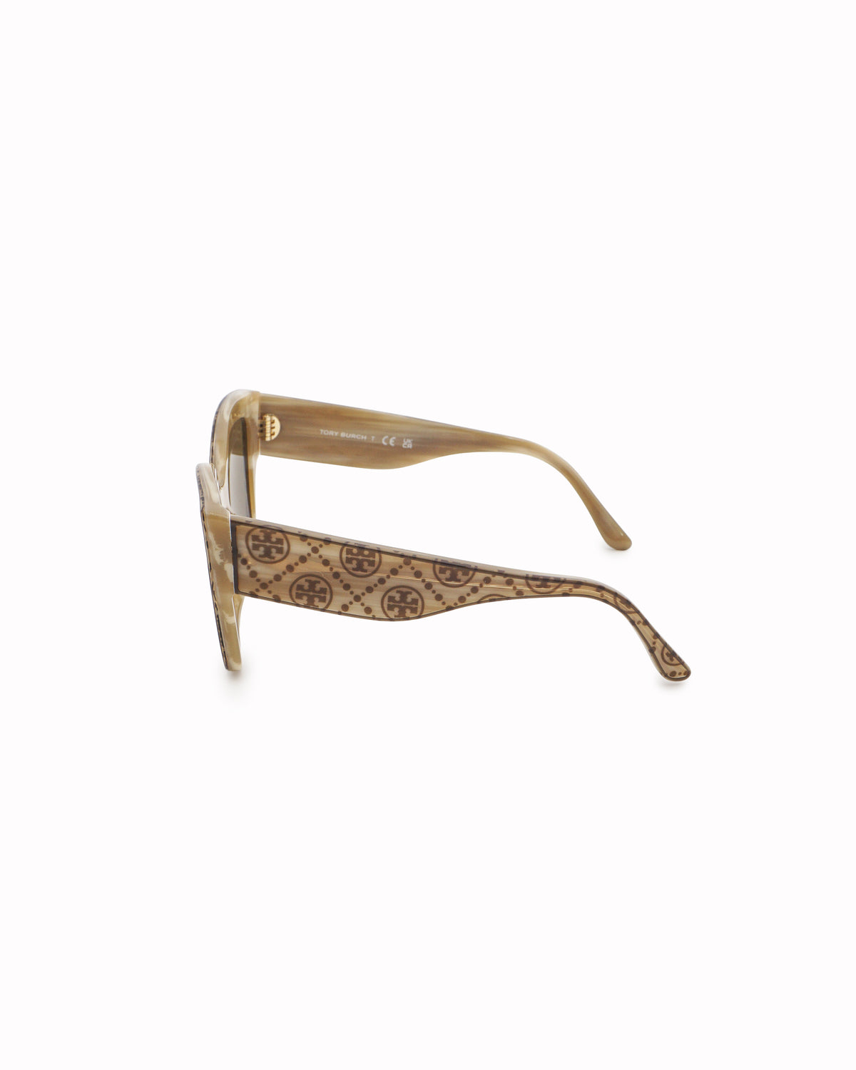 Tory Burch Beige Monogram Print Cat-Eye Sunglasses