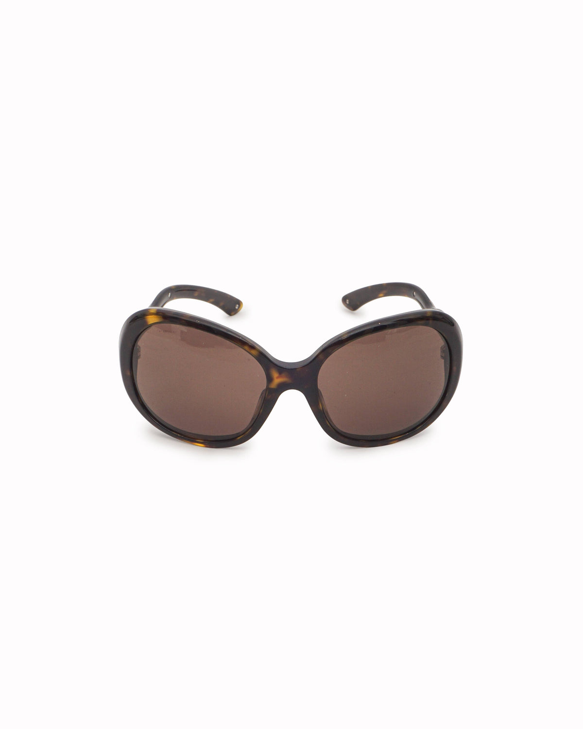 Prada Tortoiseshell Wavy-Arm Round Sunglasses