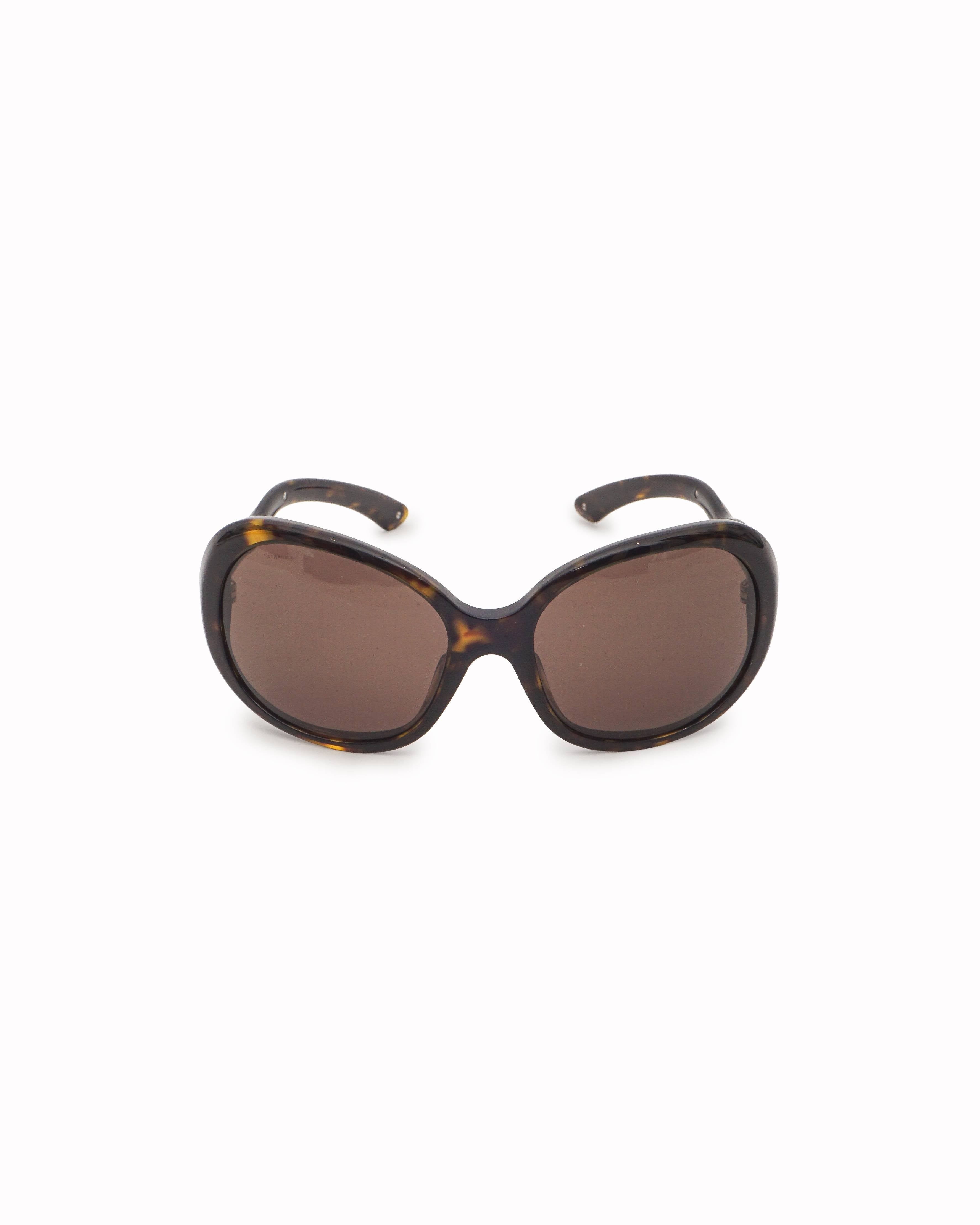 Prada Tortoiseshell Wavy-Arm Round Sunglasses