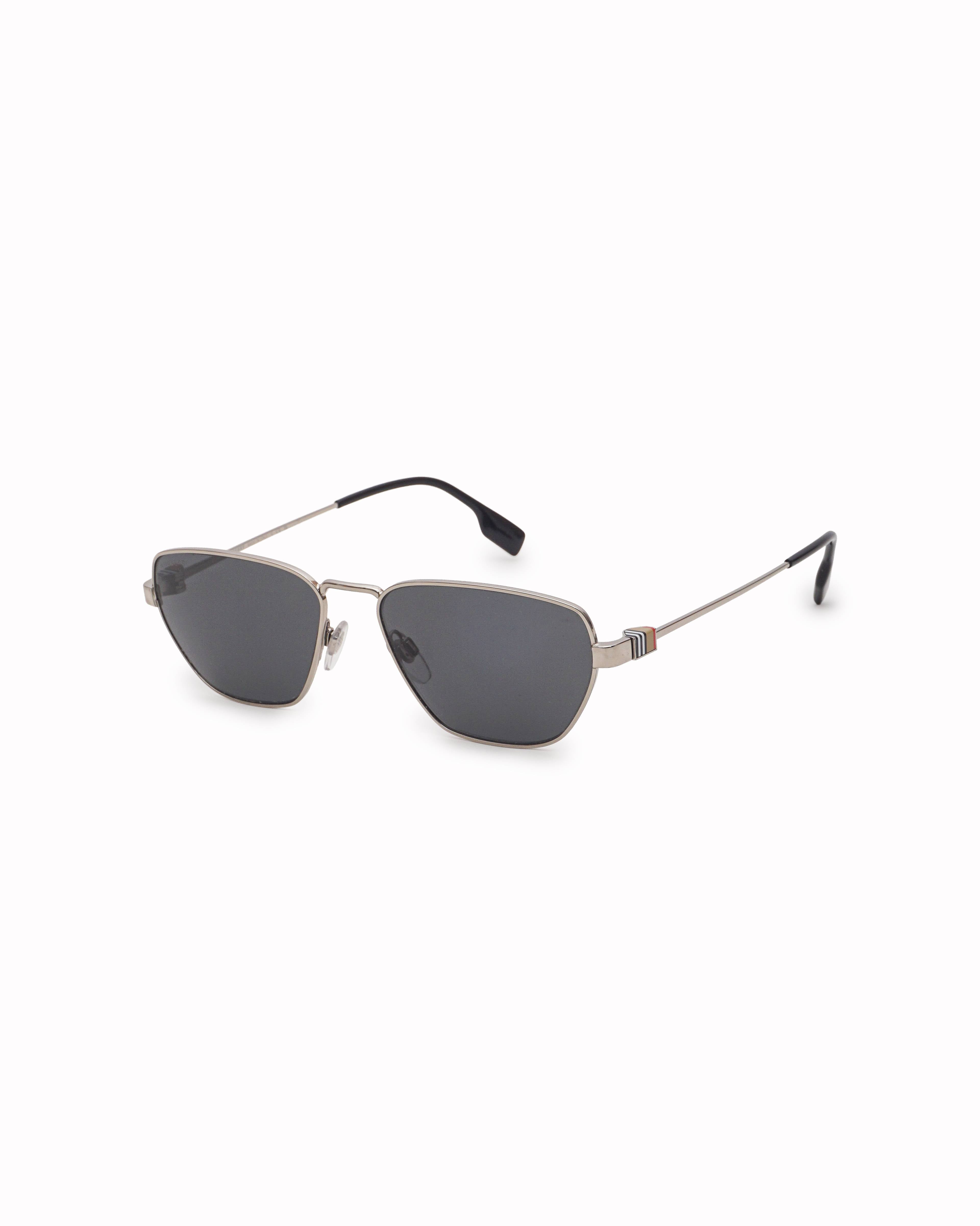 Burberry Silver Metal Square Aviator Sunglasses