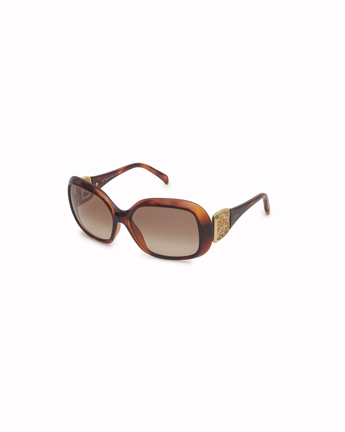 Fendi Tortoiseshell Acetate Crystal FF Embrace Sunglasses