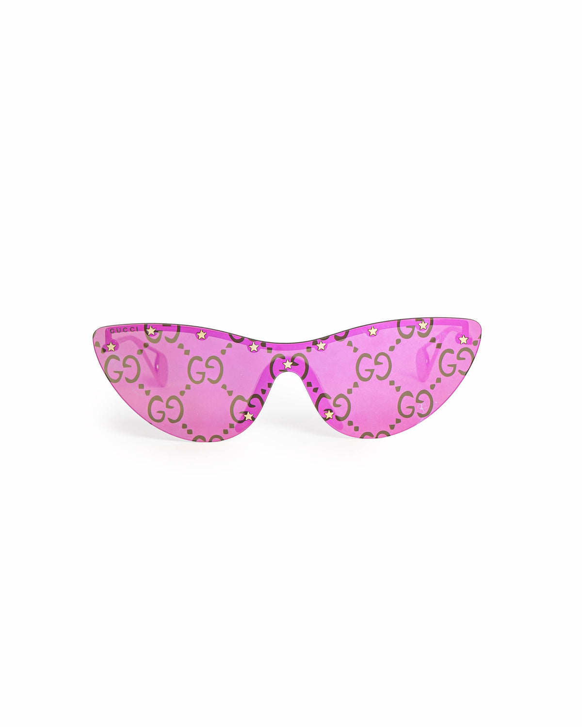 Gucci Pink Monogram GG Supreme Shield Star Studded Sunglasses