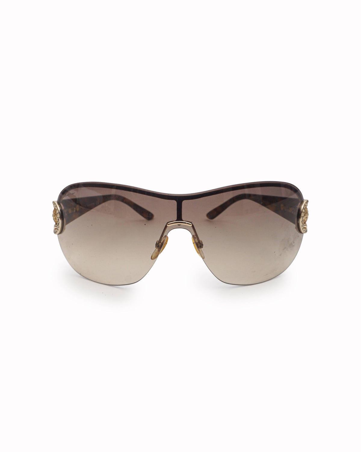 Gucci Vintage Brown Gradient Y2K Shield Sunglasses