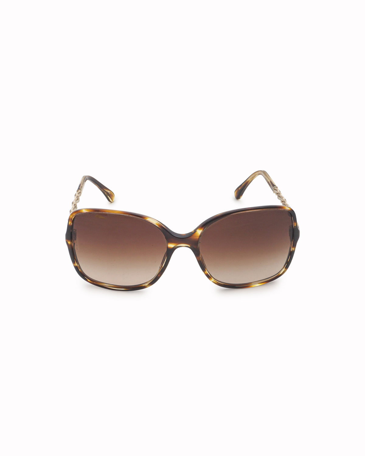 Chanel Tortoiseshell Leather Chain Temple Sunglasses
