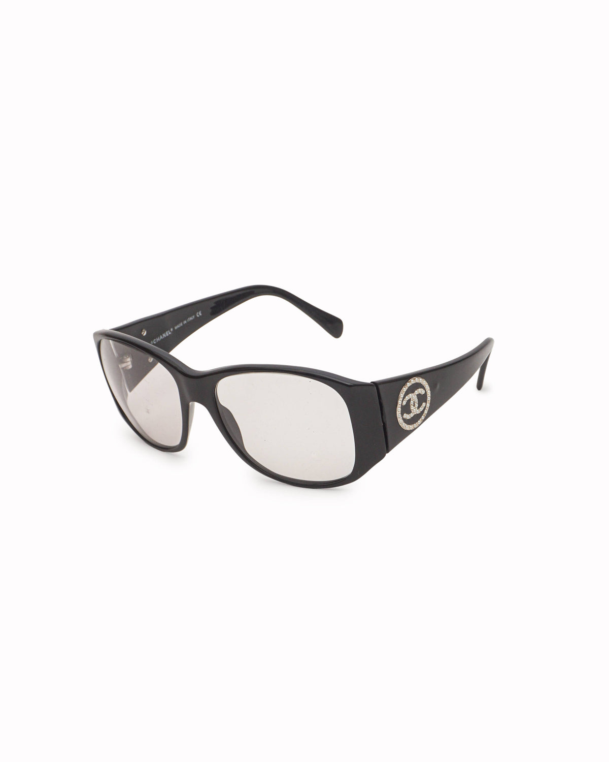 Chanel Black Acetate Rhinestone CC Logo Sunglasses