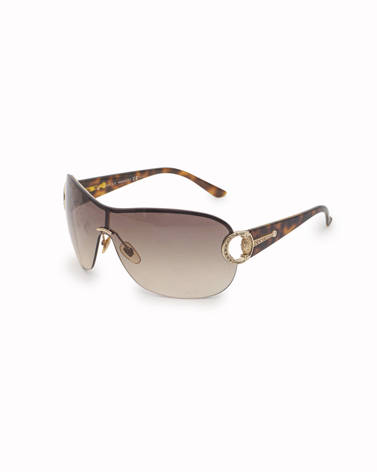 Gucci Vintage Brown Gradient Y2K Shield Sunglasses