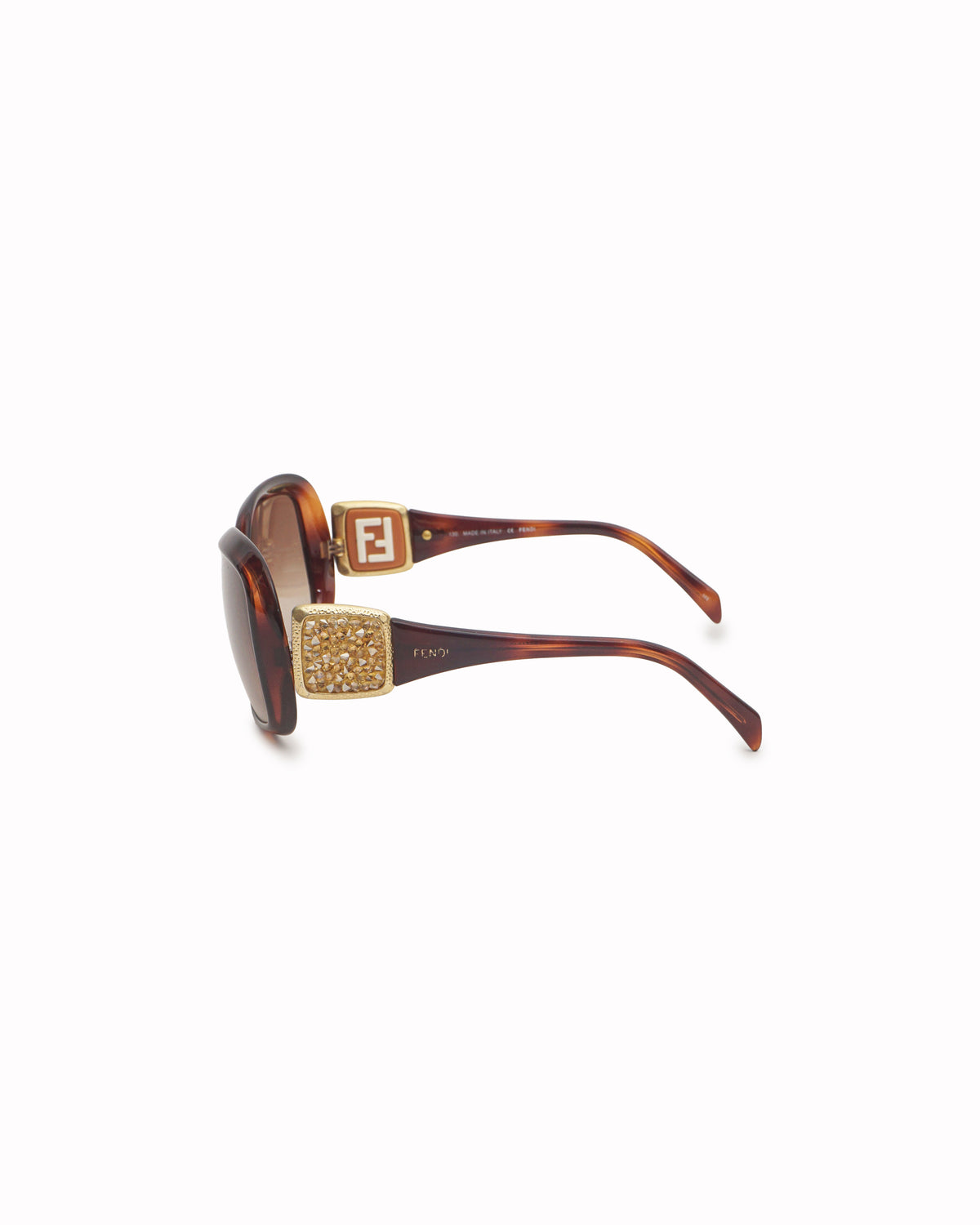 Fendi Tortoiseshell Acetate Crystal FF Embrace Sunglasses