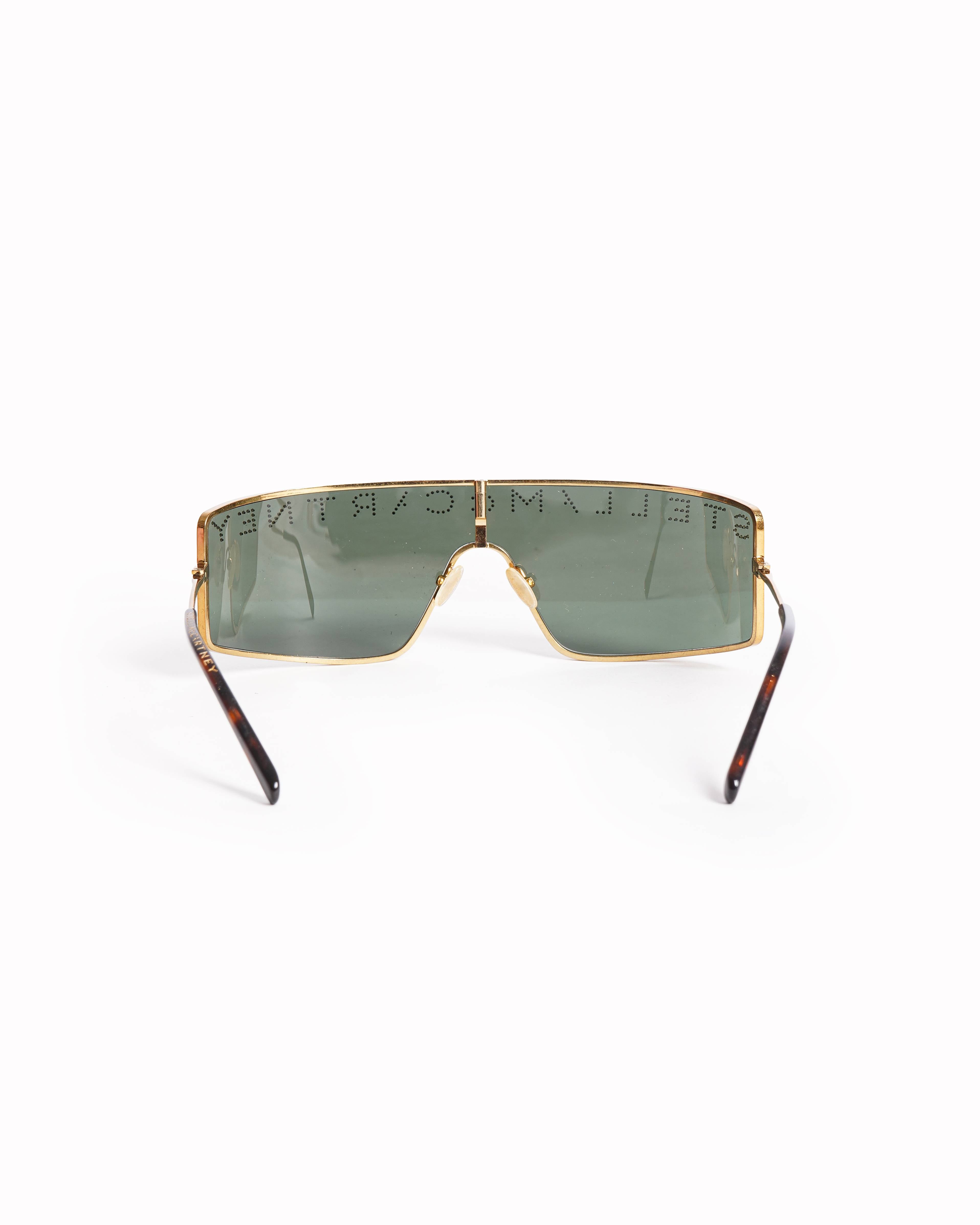 Stella McCartney Gold Logo Studded Shield Sunglasses
