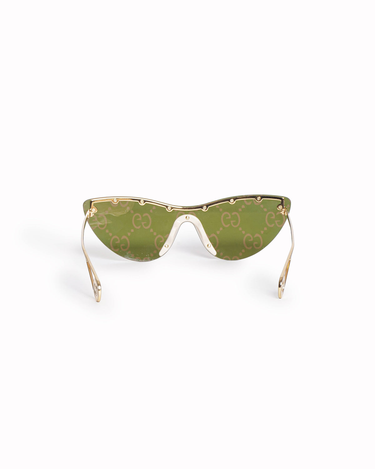 Gucci Pink Monogram GG Supreme Shield Star Studded Sunglasses