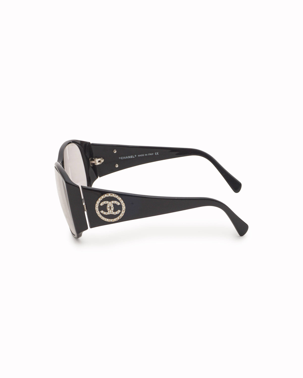 Chanel Black Acetate Rhinestone CC Logo Sunglasses