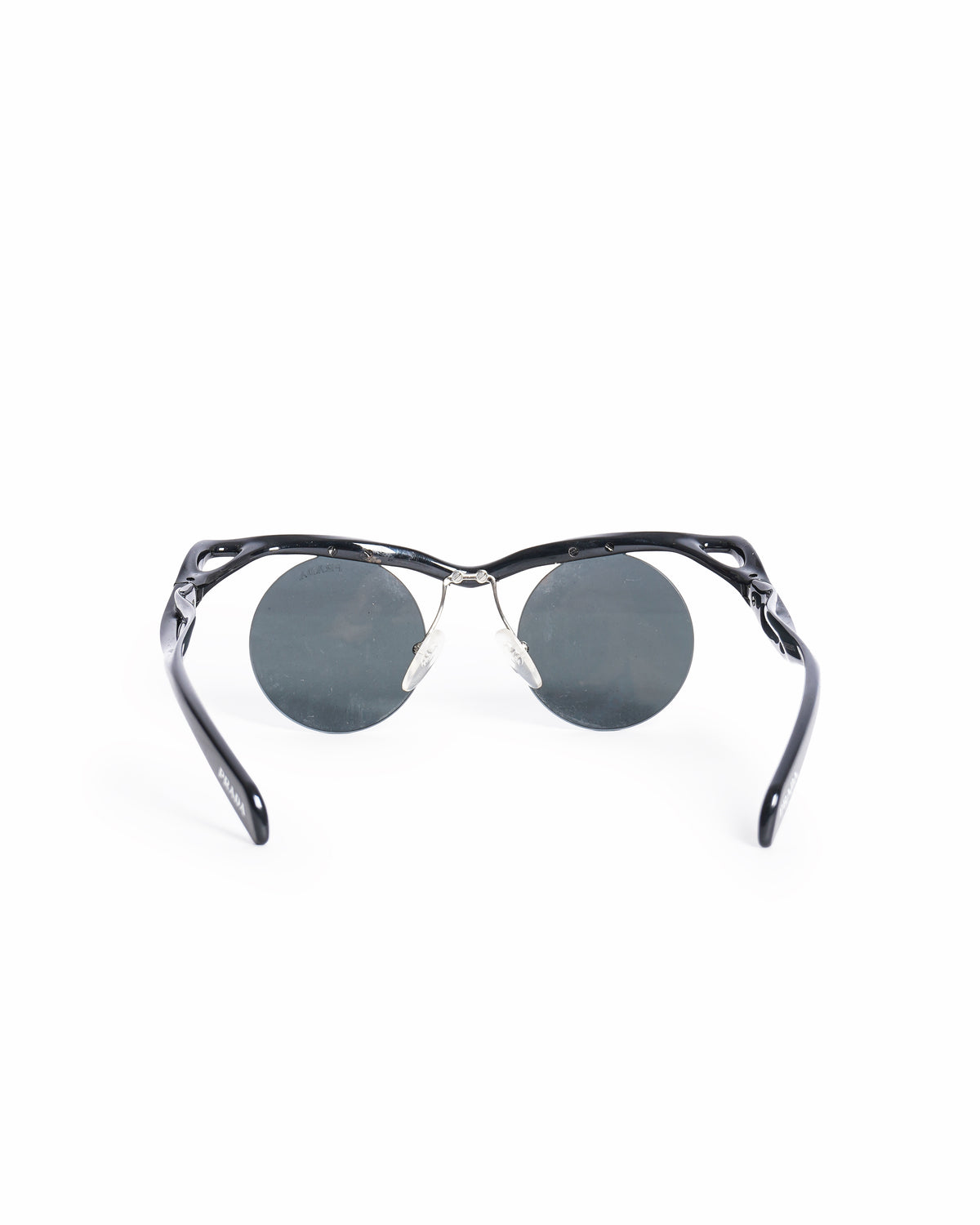 Prada Women's Black Round Rimless Cat-Eye Sunglasses