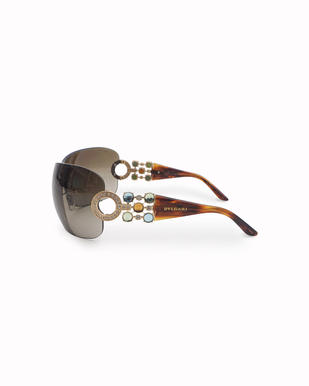 Bvlgari Crystal Gemstone Shield Wrap Sunglasses