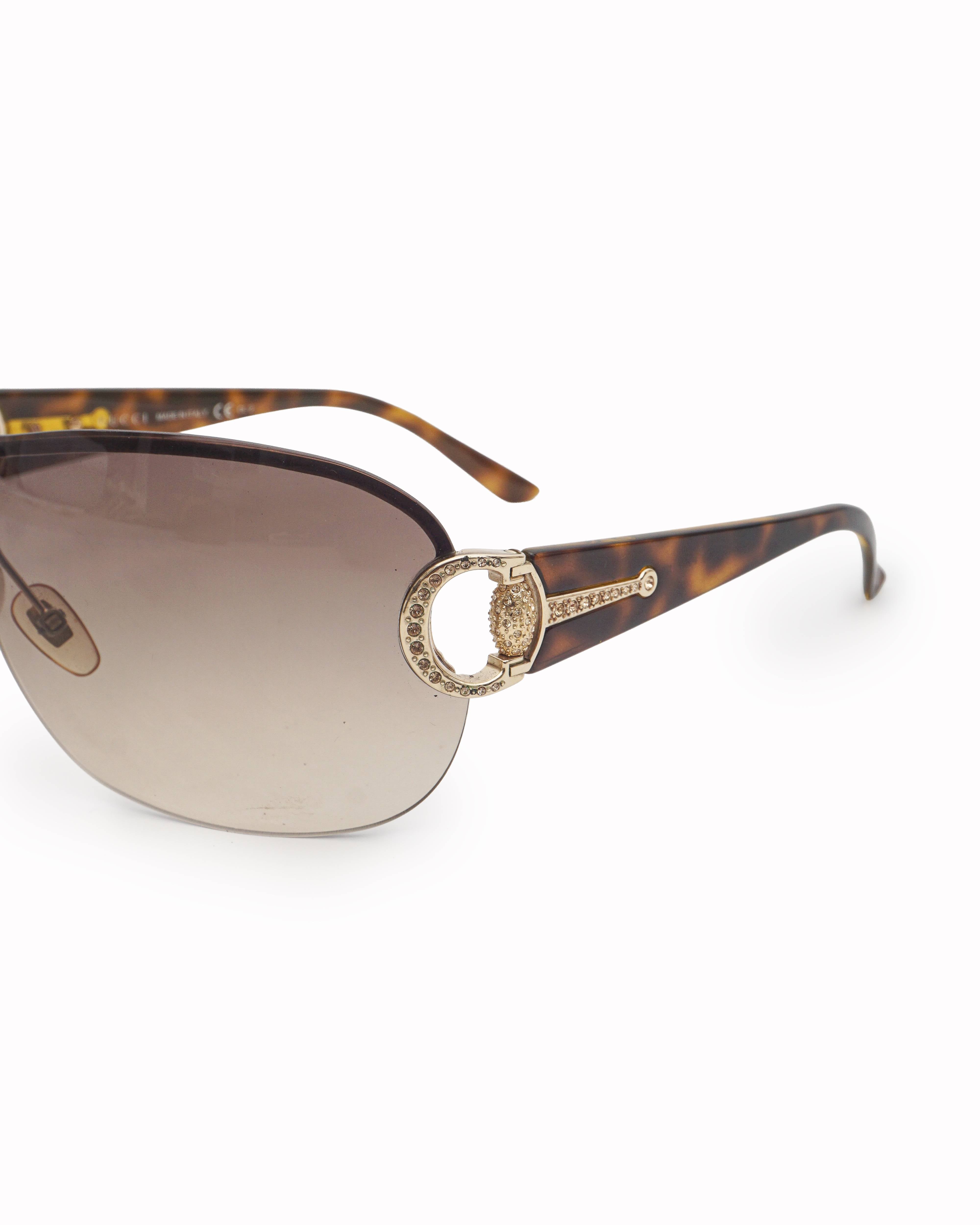 Gucci Vintage Brown Gradient Y2K Shield Sunglasses
