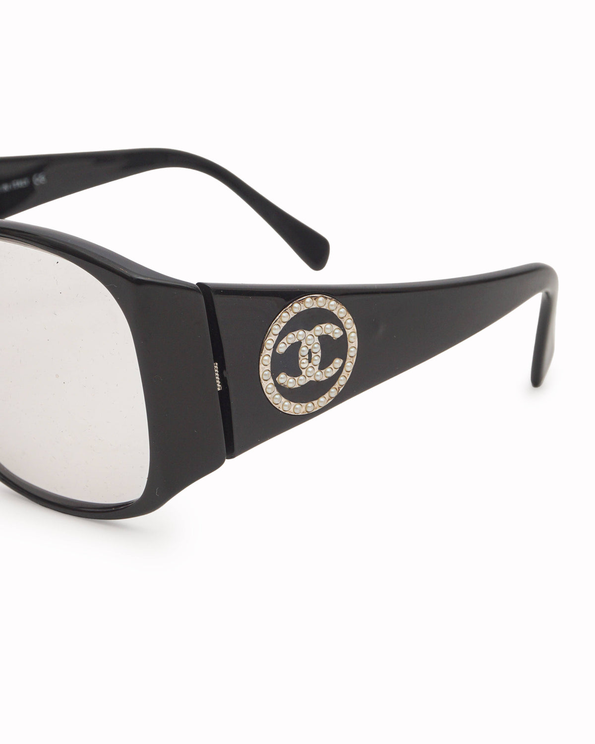 Chanel Black Acetate Rhinestone CC Logo Sunglasses