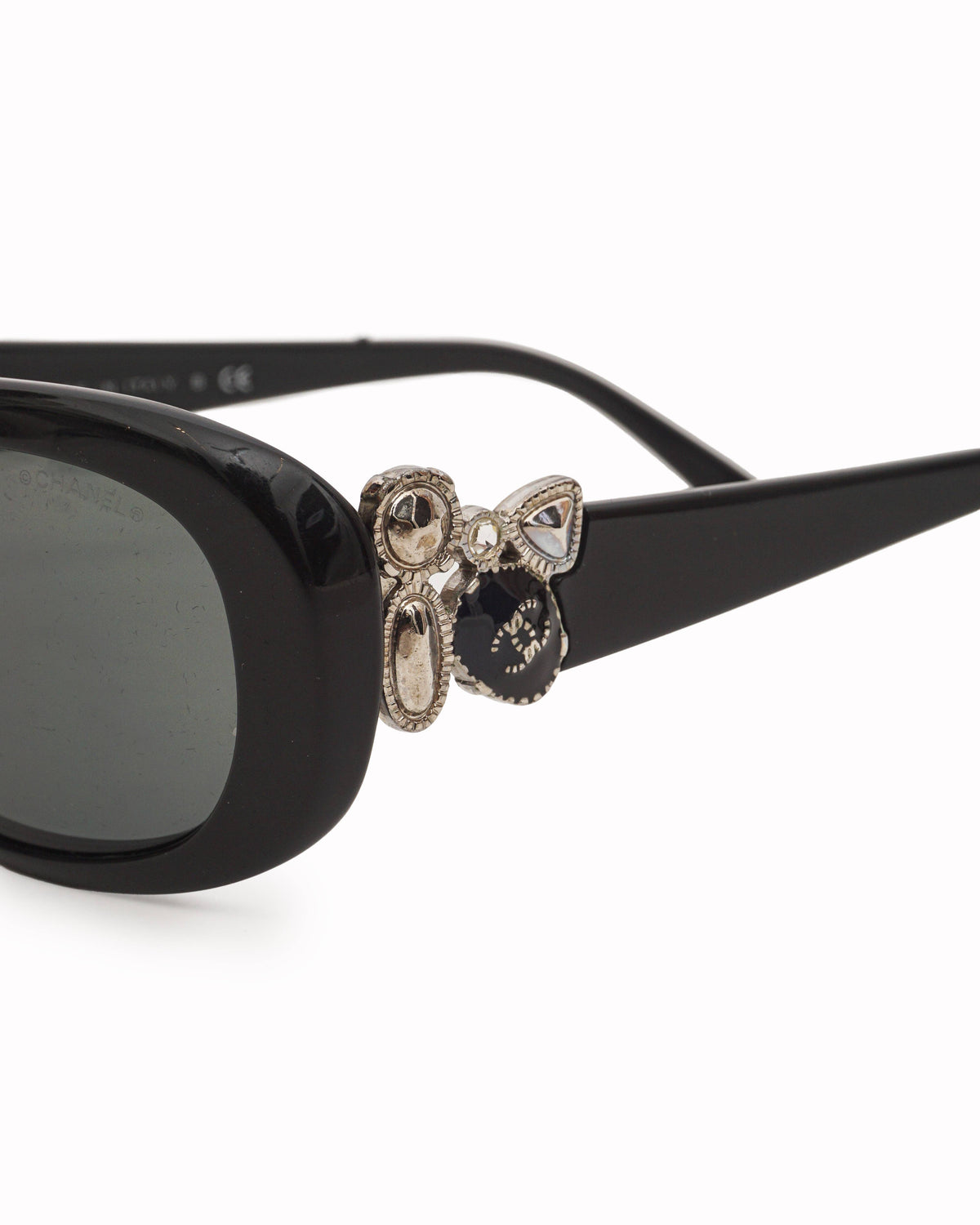Chanel Black Acetate Interlocking CC Bow Sunglasses
