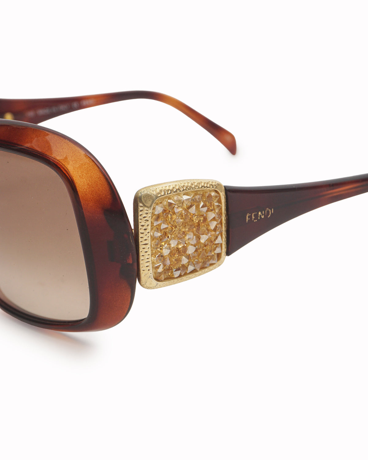 Fendi Tortoiseshell Acetate Crystal FF Embrace Sunglasses