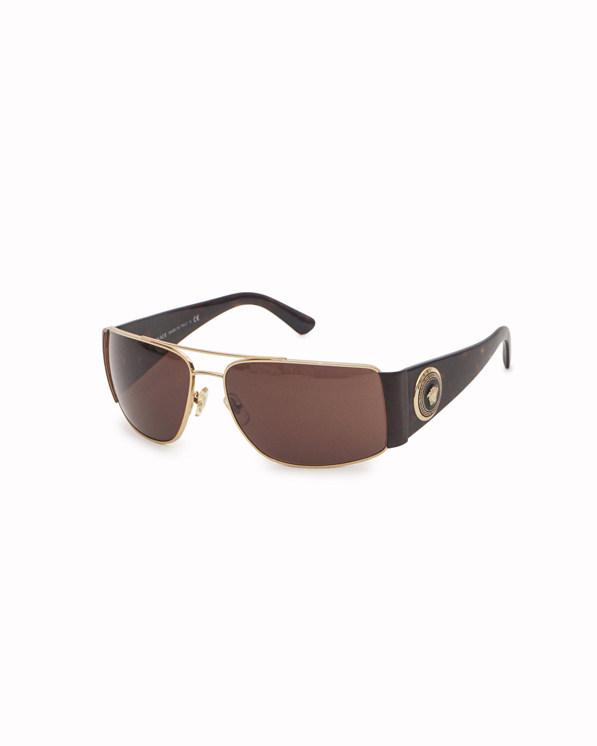 Versace Black & Gold Medusa Polarized Shield Sunglasses