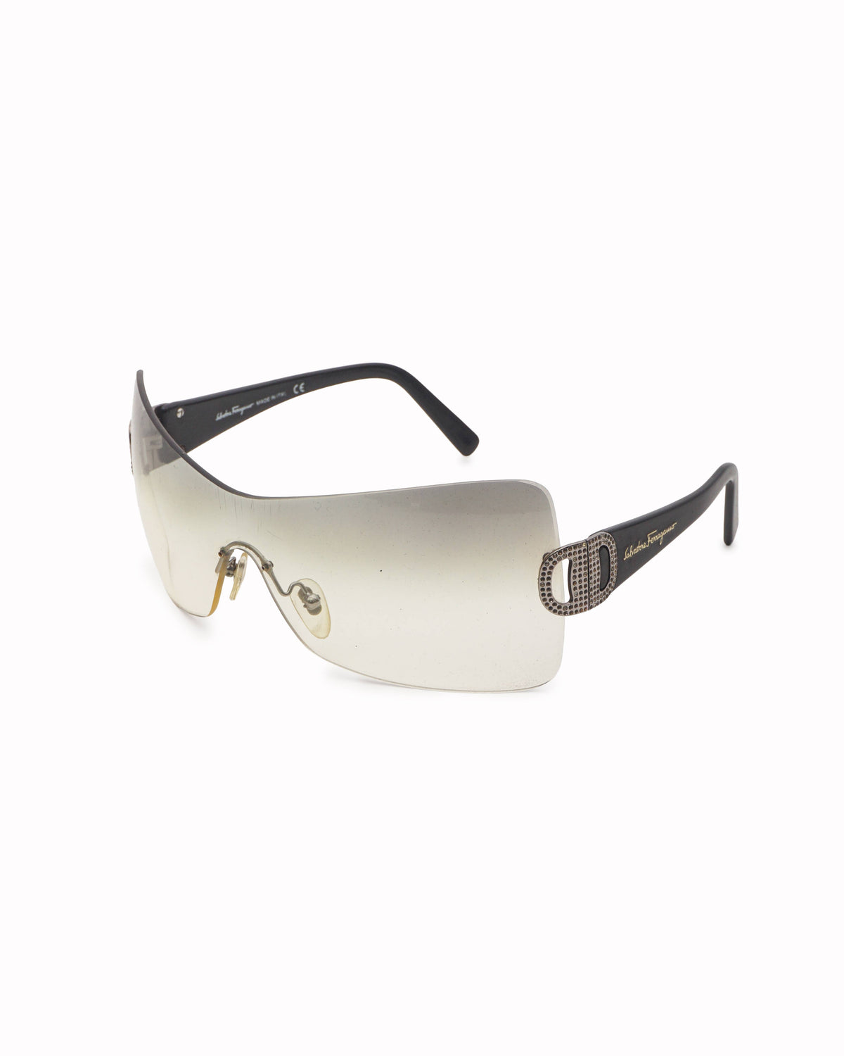 Salvatore Ferragamo Crystal Gancini Shield Sunglasses