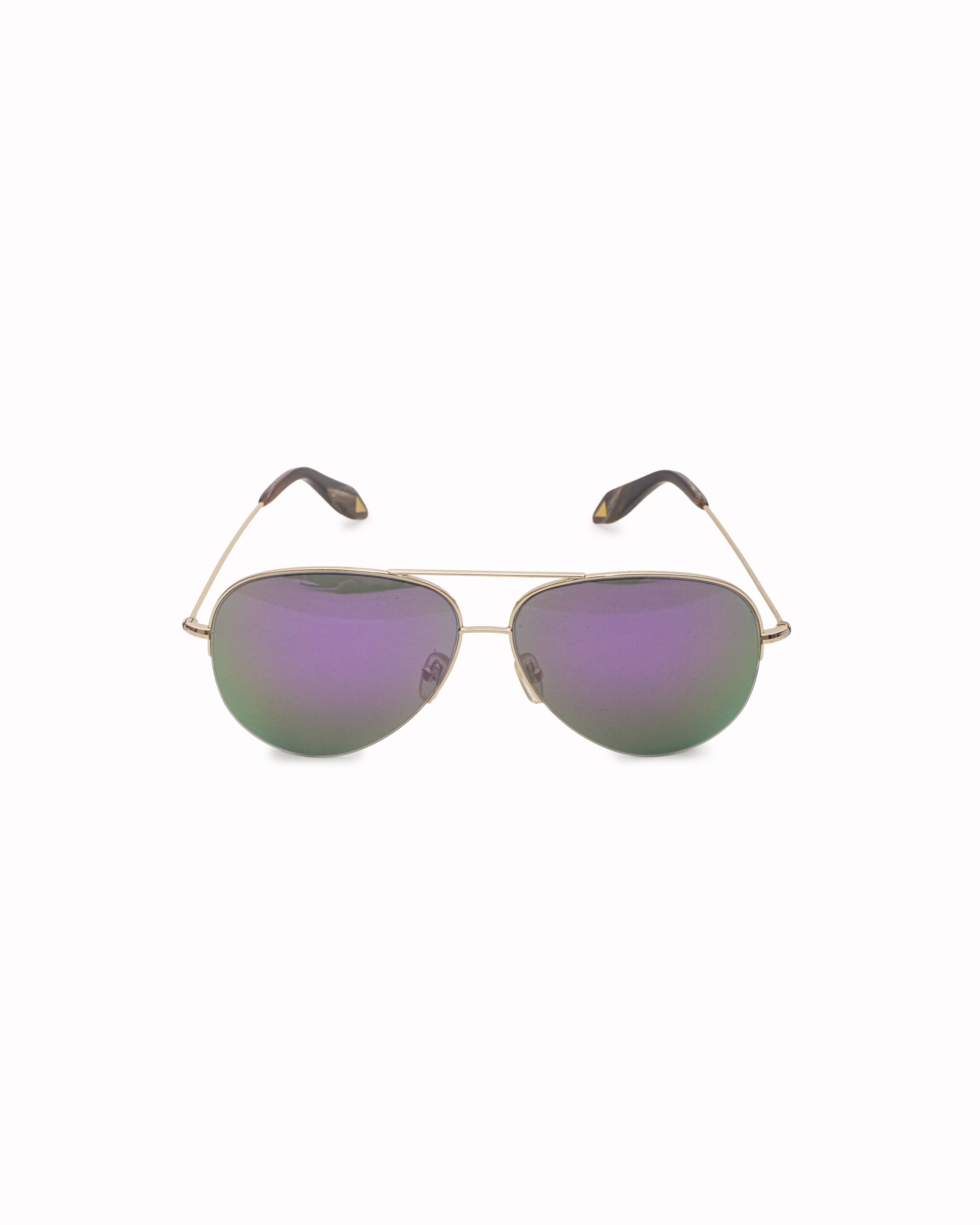 Victoria Beckham Gold & Purple Mirrored Aviator Sunglasses