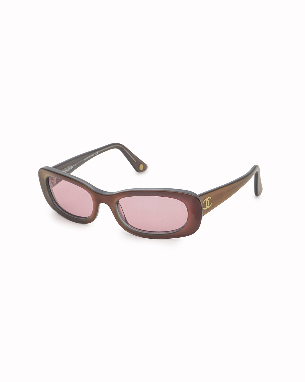 Chanel Iridescent Brown & Pink Oval Sunglasse