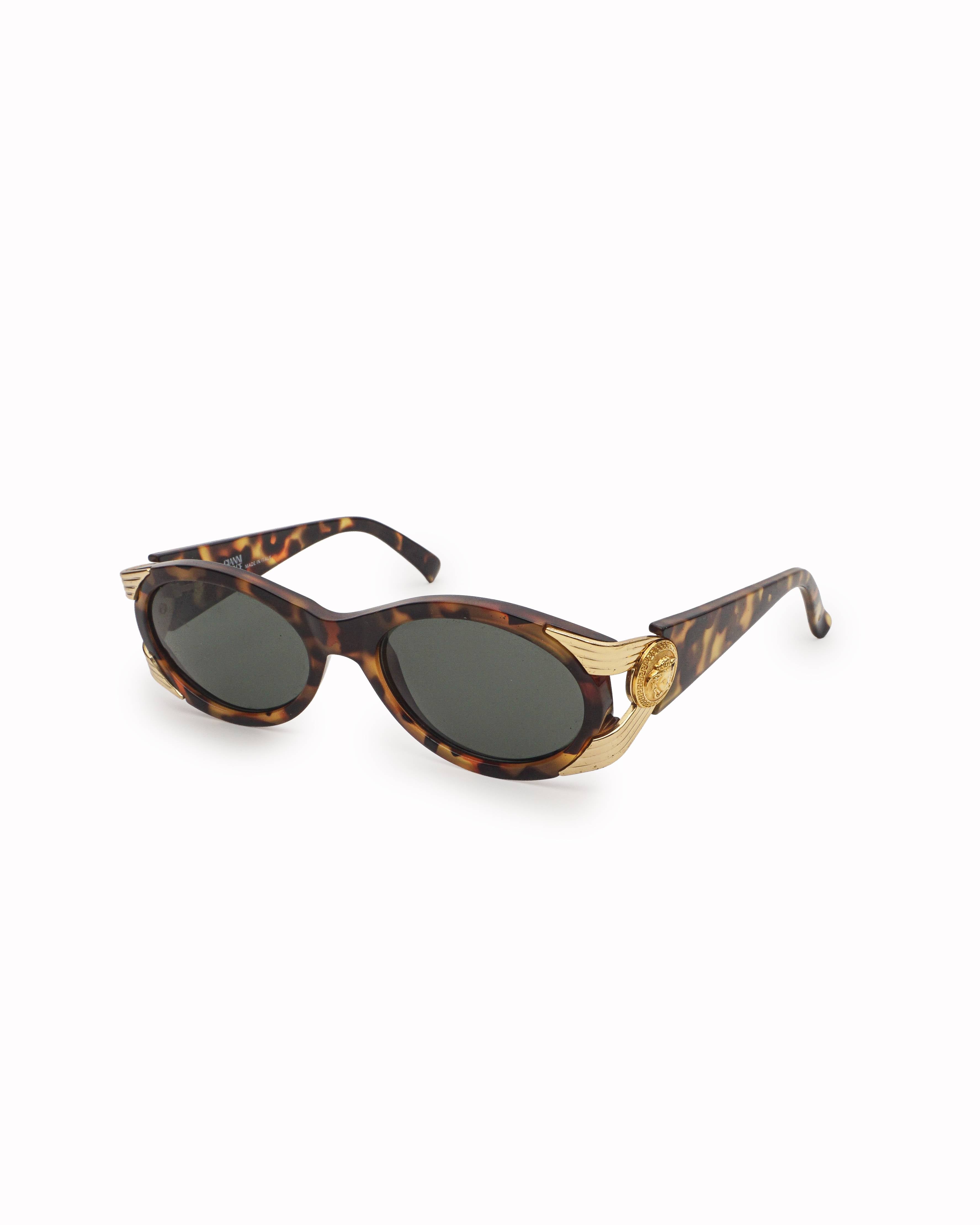 Gianni Versace Vintage Tortoise Shell & Gold Medusa Sunglasses