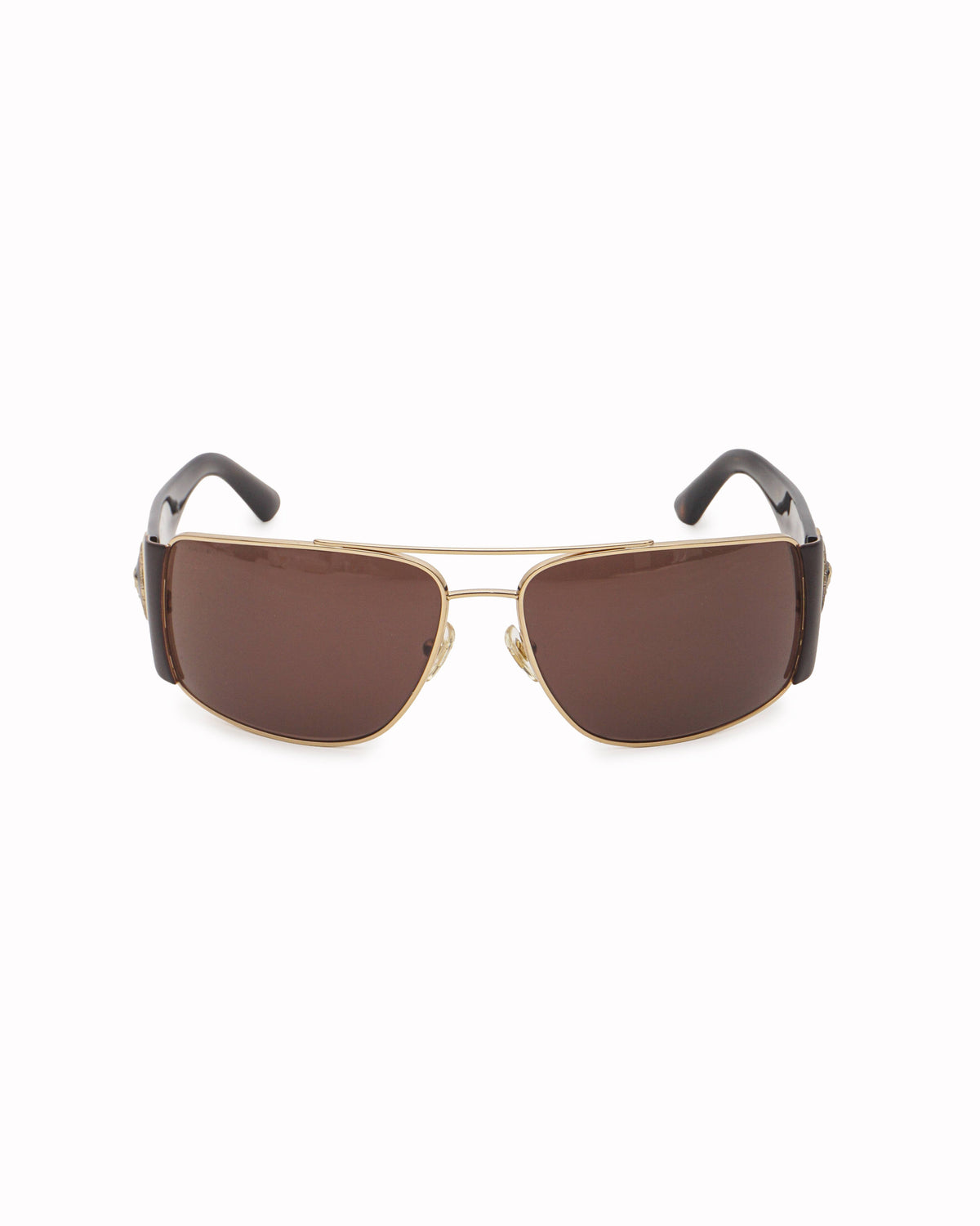 Versace Black & Gold Medusa Polarized Shield Sunglasses