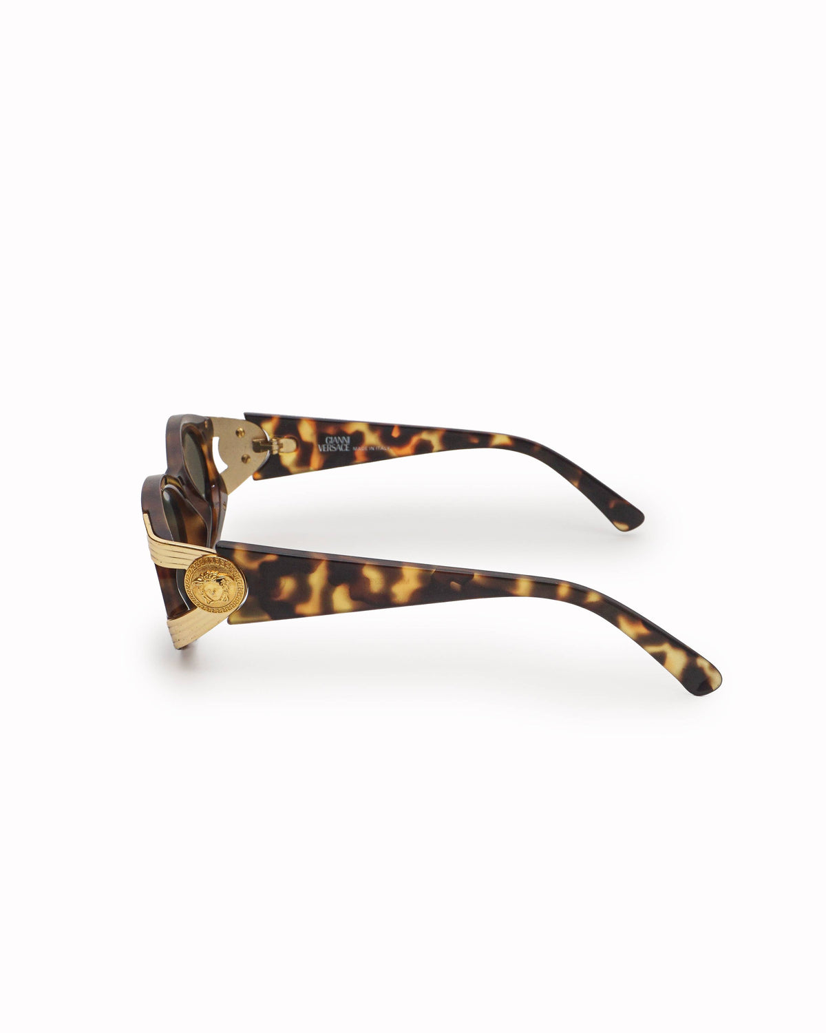 Gianni Versace Vintage Tortoise Shell & Gold Medusa Sunglasses